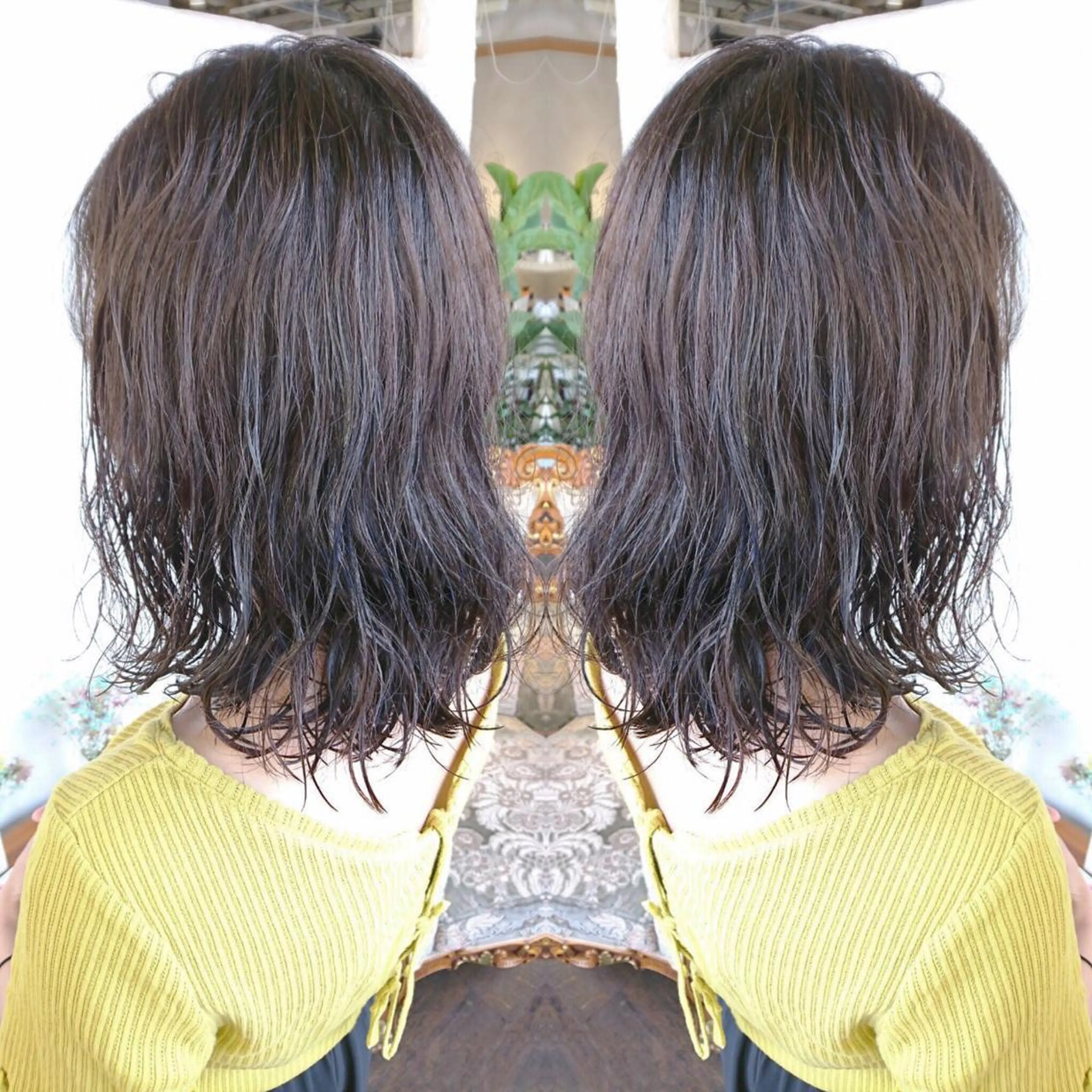 セミロング カラー パーマ ヘアアレンジ セミロングパーマ ベージュカラー エグチ アキラのヘアスタイル