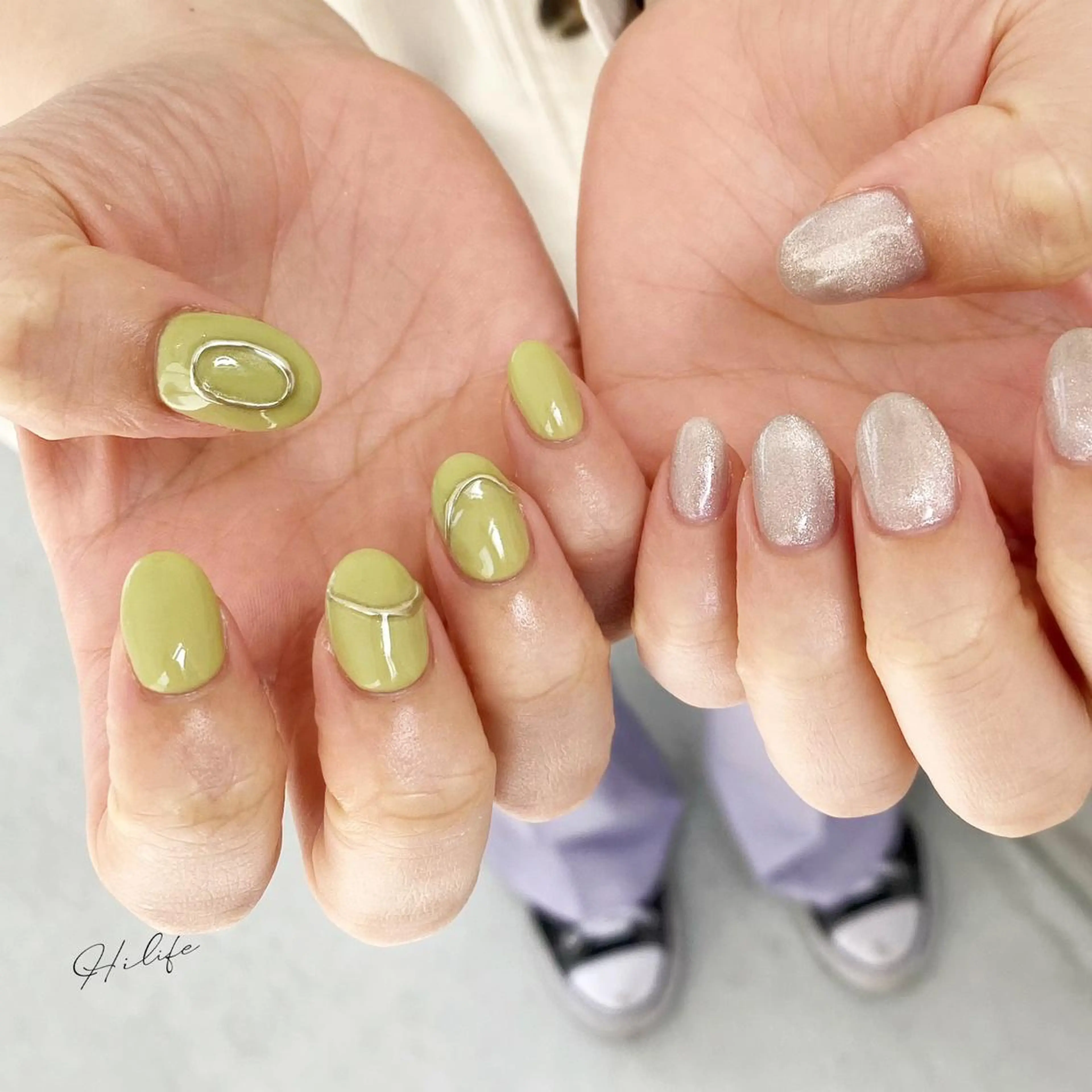 ネイル ピスタチオネイル ネイルチップ ハンドネイル Nail Adore.のネイルデザイン