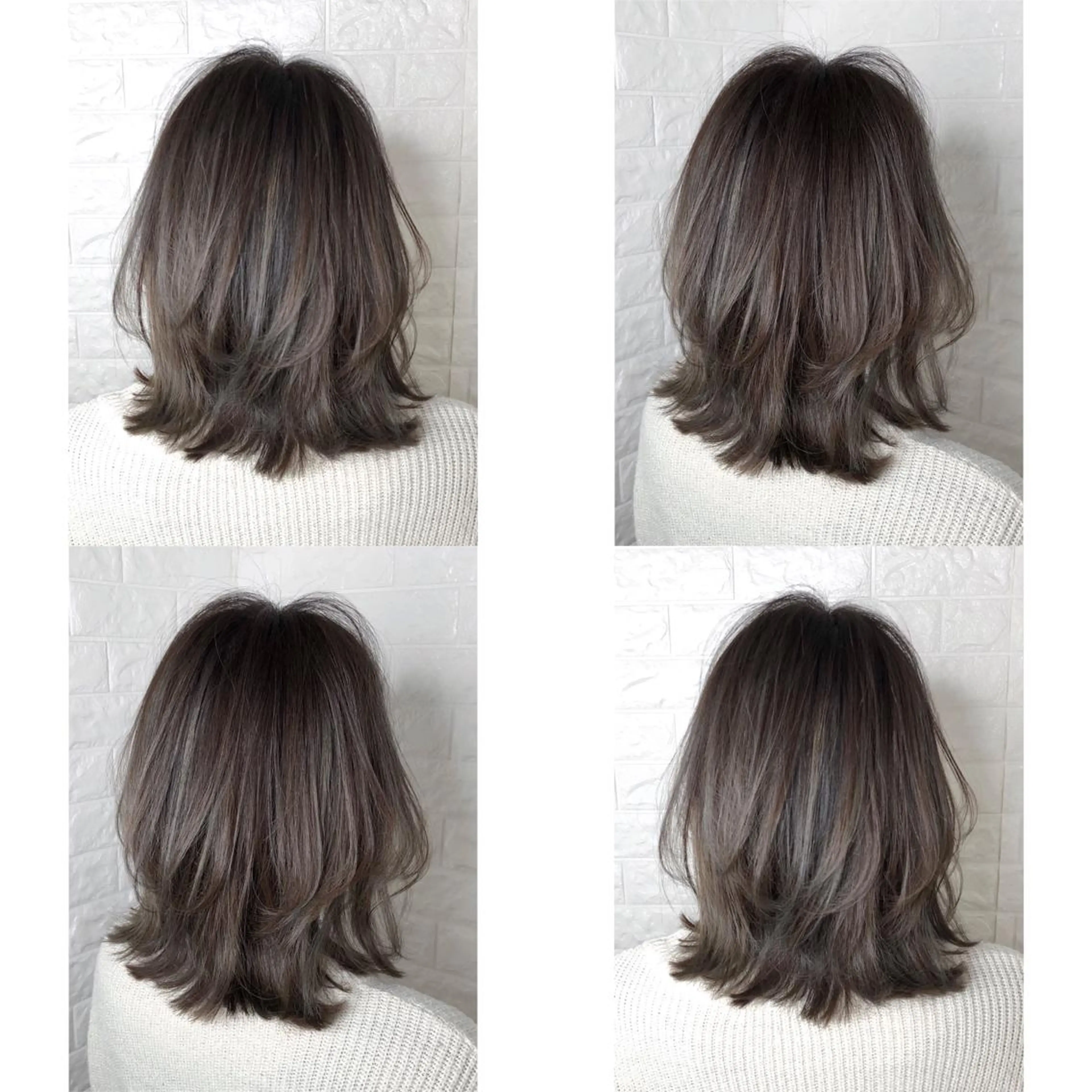 ミディアム カラー グレージュ ハイライトカラー 外国人風カラー ハイライト レイヤーカット カット ヘアカラー KIZU 髪質改善 オカルト怪談のヘアスタイル
