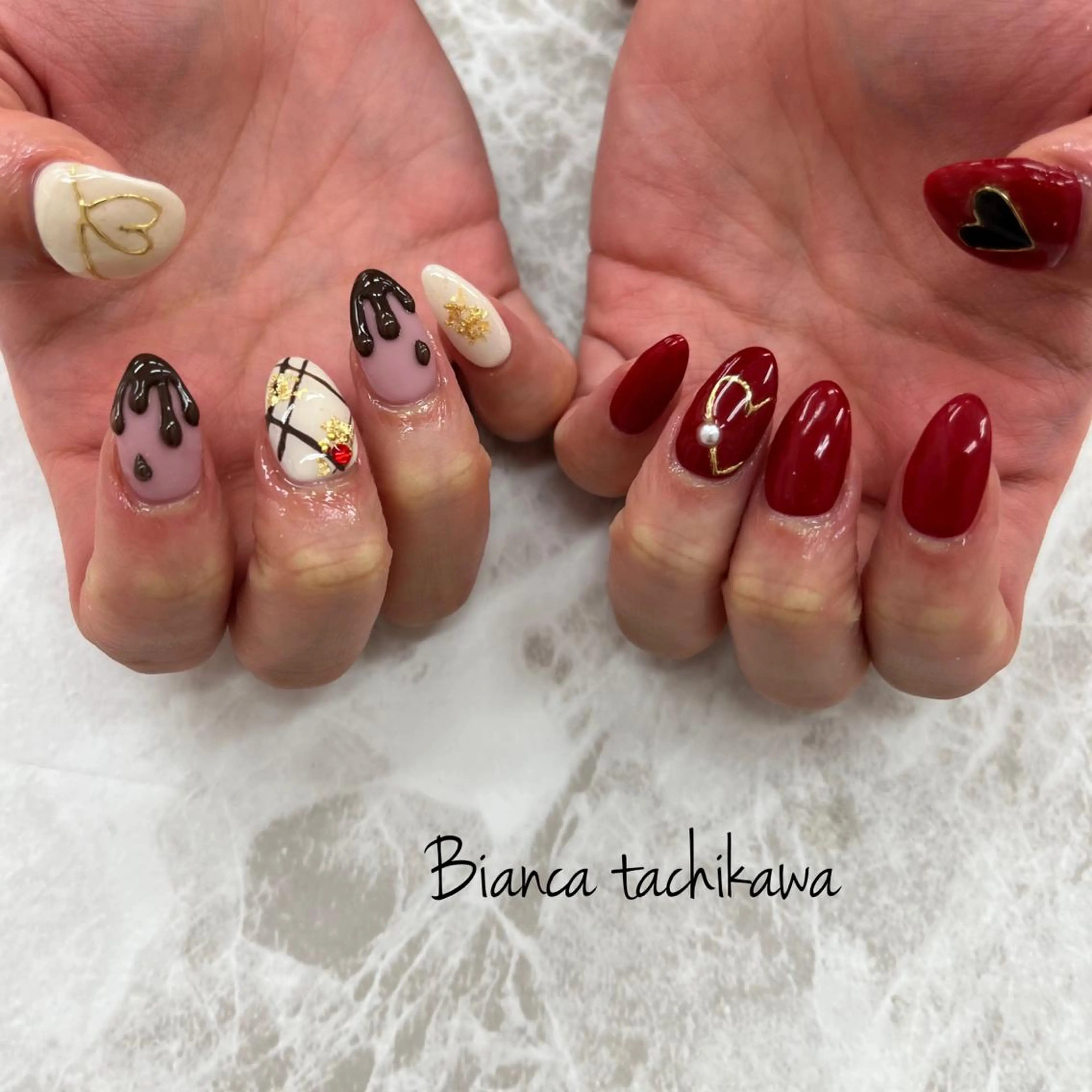 ネイル バレンタイン ホワイト ハンドネイル Bianca☁国分寺 🤍店長/黒木愛美のネイルデザイン