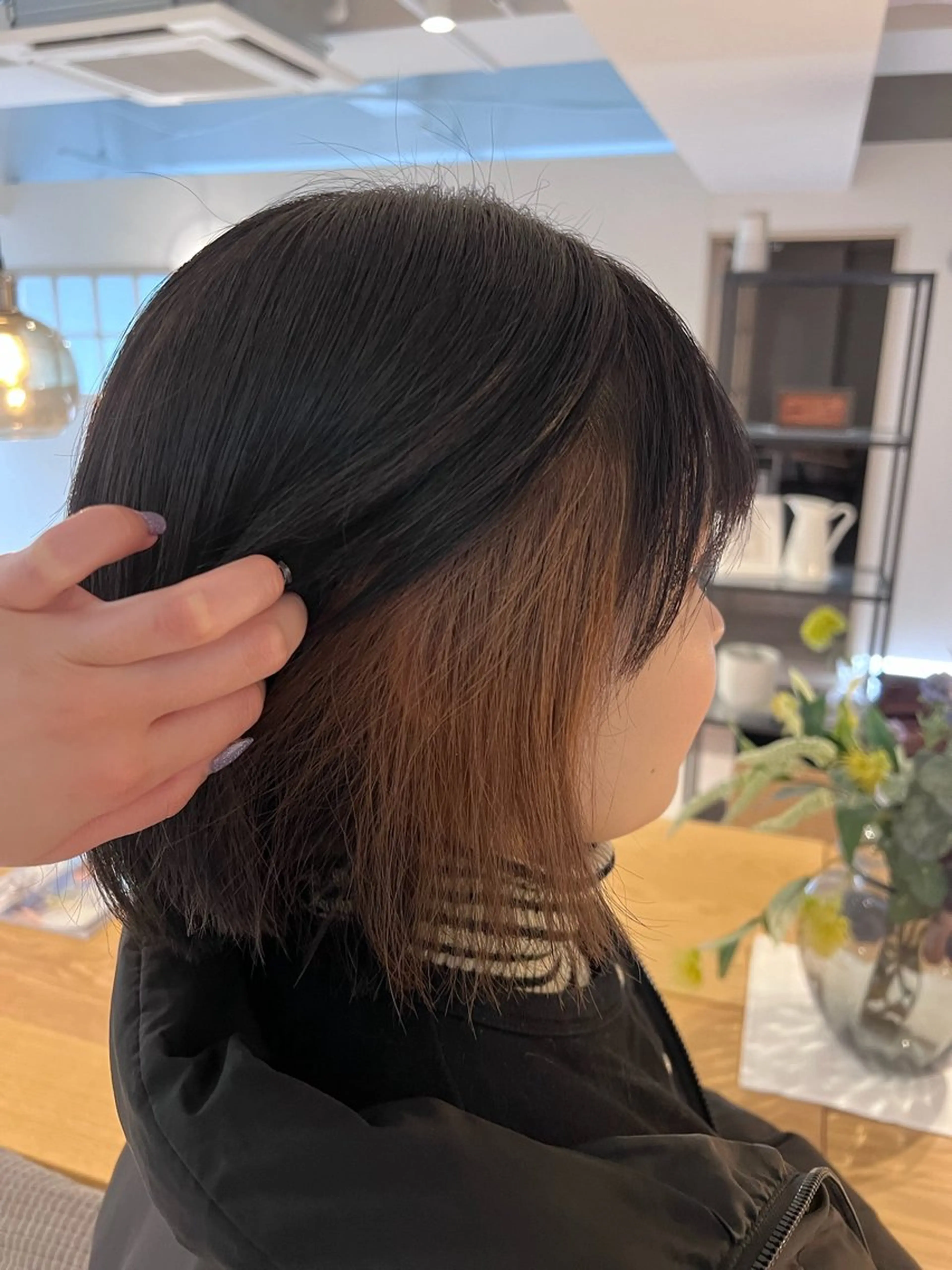 カラー グレージュ ミルクティーグレージュ ヘアカラー 瀬戸 杏珠のヘアスタイル