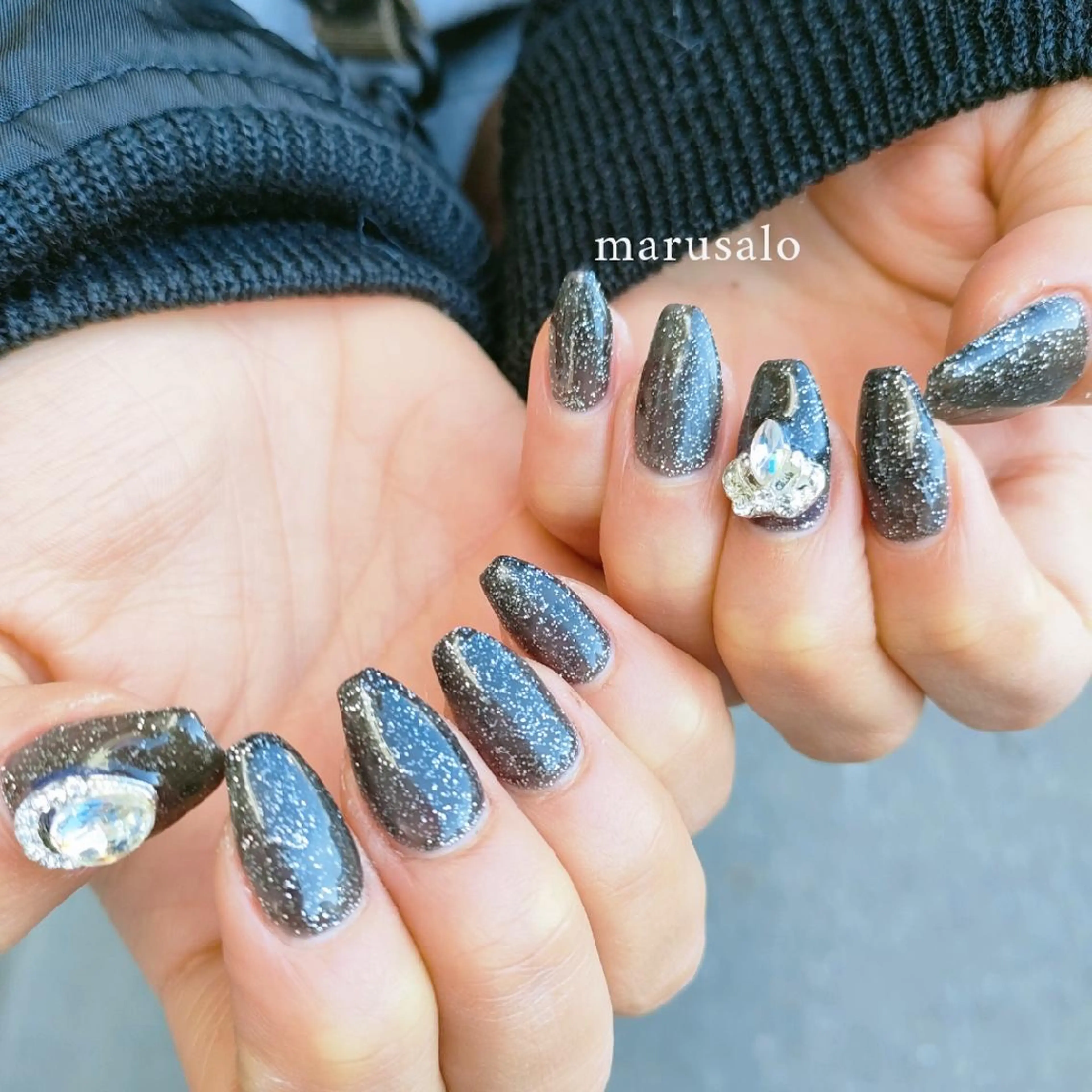 ネイル キラキラネイル ラメ(グリッター) ワンカラーネイル バレンタイン 冬ネイル ハンドネイル marusalo nailのネイルデザイン