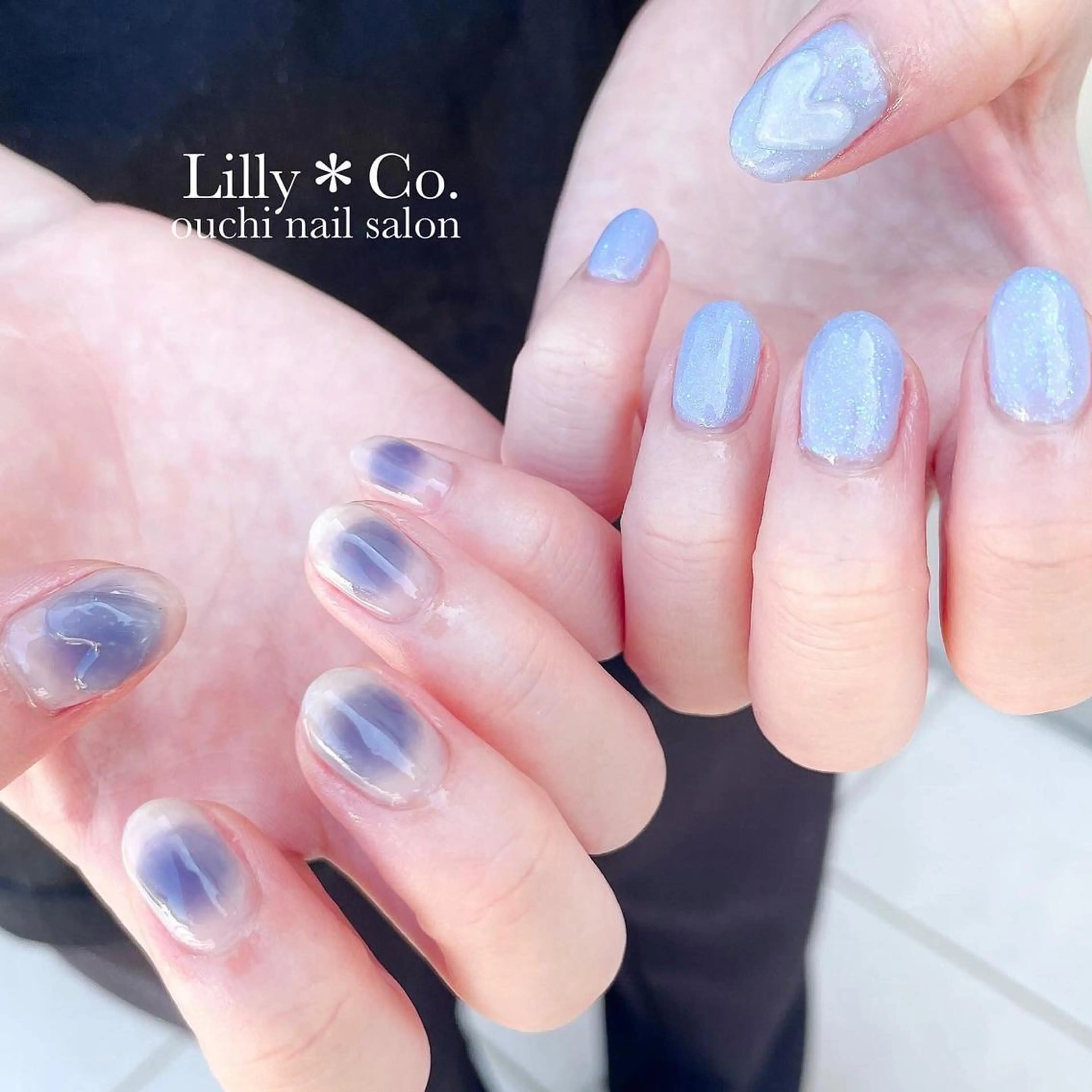 ネイル チークネイル ハート ぷっくりネイル ハンドネイル ハンドケア Lilly Co.のネイルデザイン