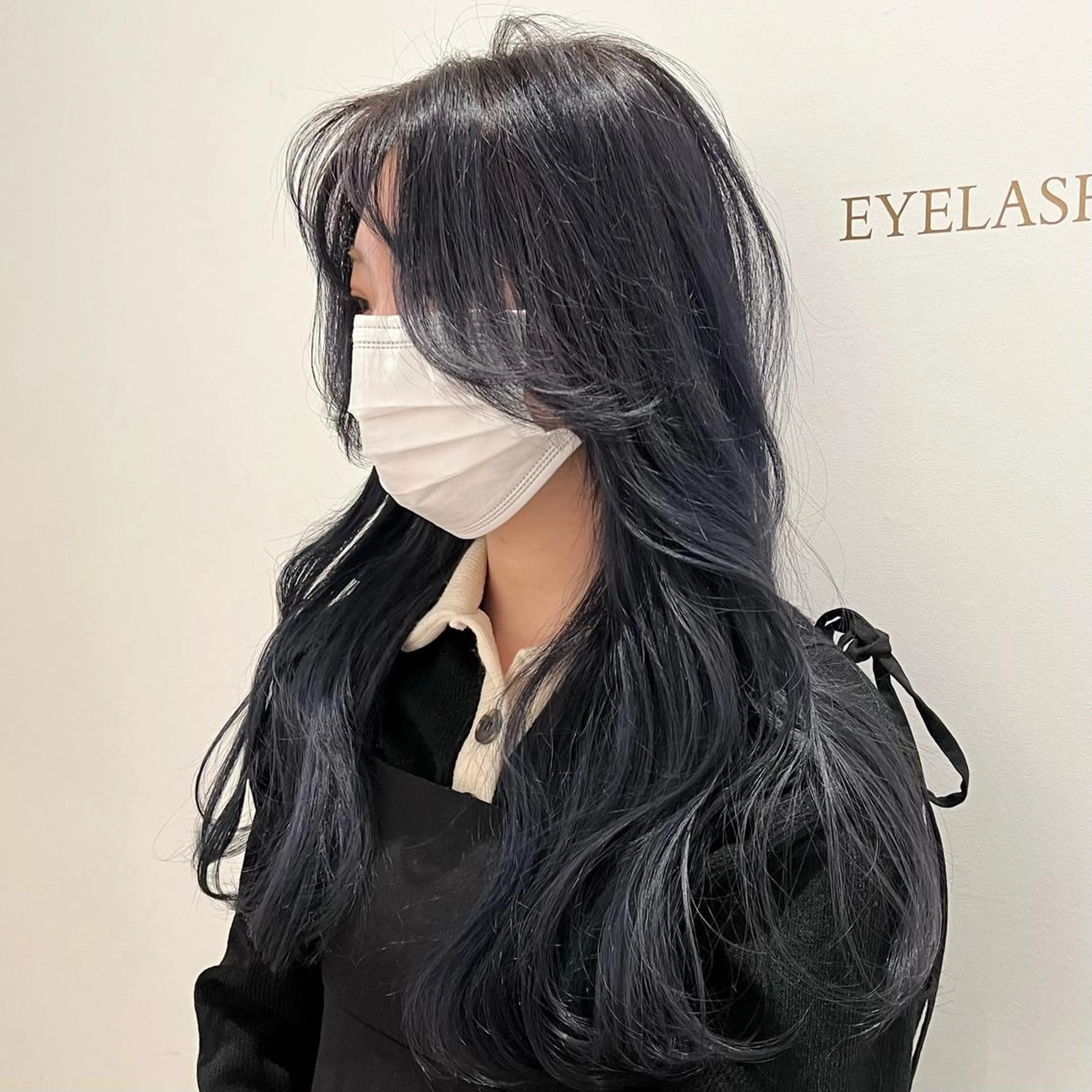 ロング カラー くびれヘア 顔まわりレイヤー 韓国風ヘア レイヤーカット 束感/パリエク プラド心斎橋のマツエク・マツパデザイン