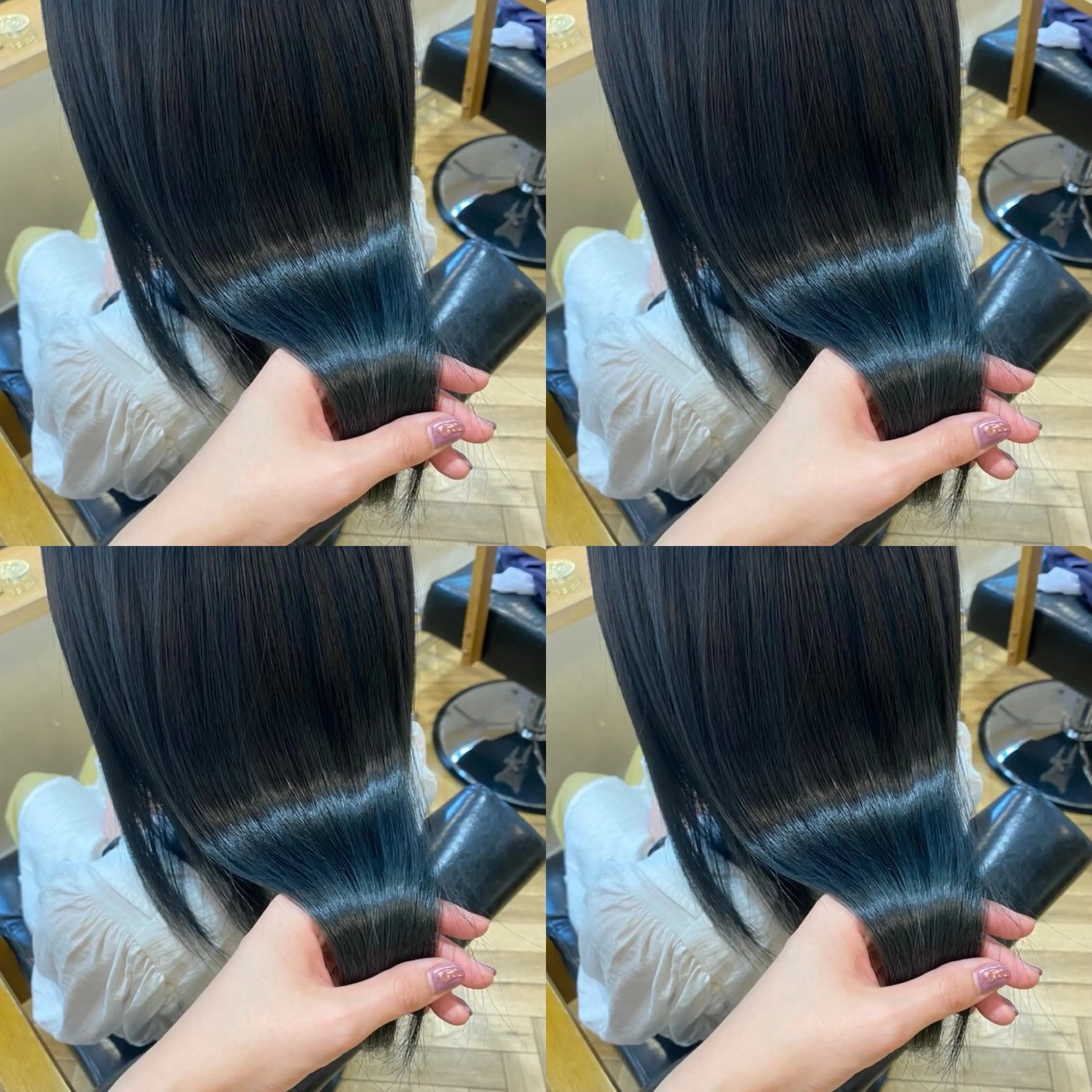 ロング カラー 黒髪 ブルーカラー ブルーブラック 髪質改善 カット ヘアカラー トリートメント 韓国レイヤー× 髪質改善✨店長/純大のヘアスタイル