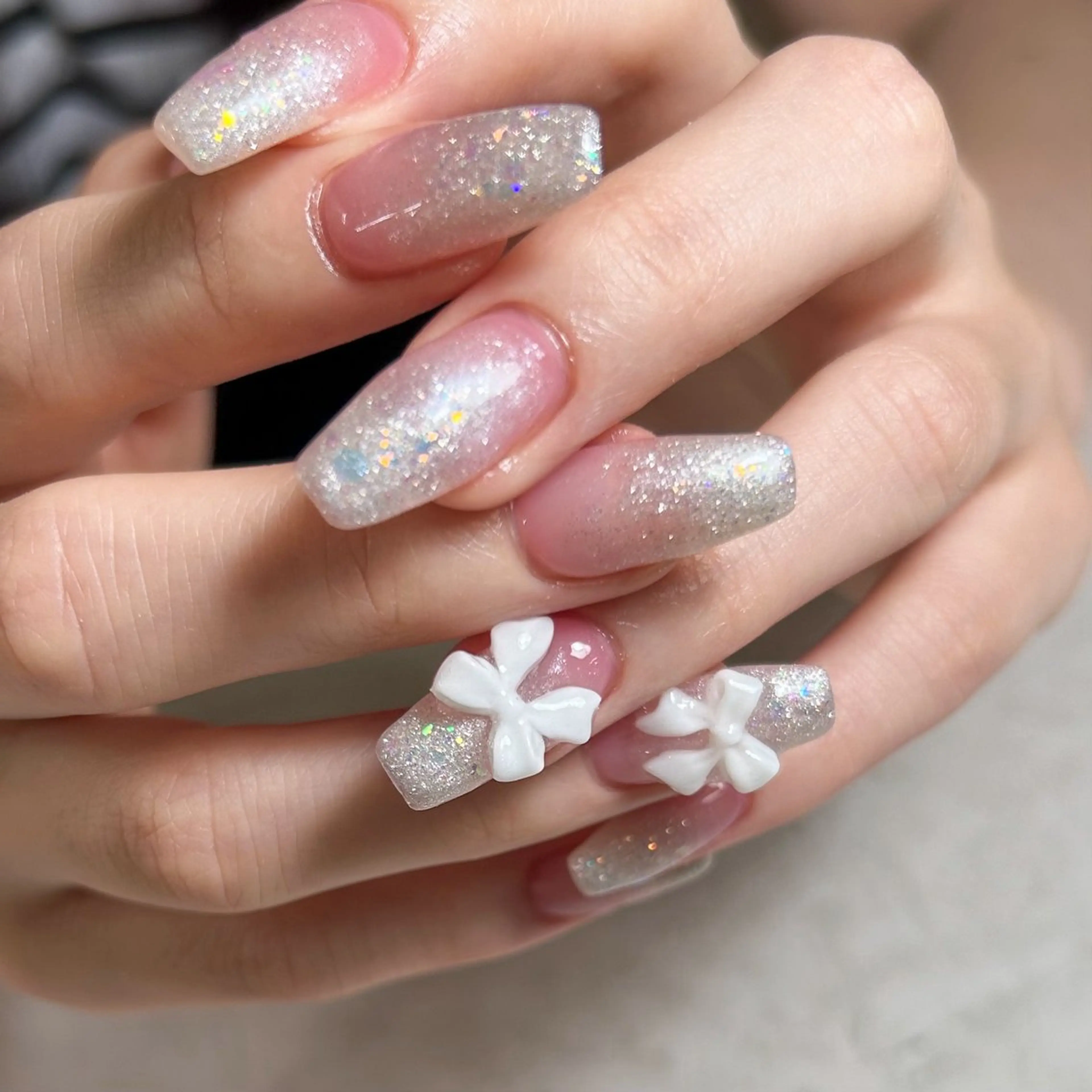 【選べるオフィス•ガーリー系ジェルネイル】リボン🎀ハート🩵キラキラ✨️他の写真