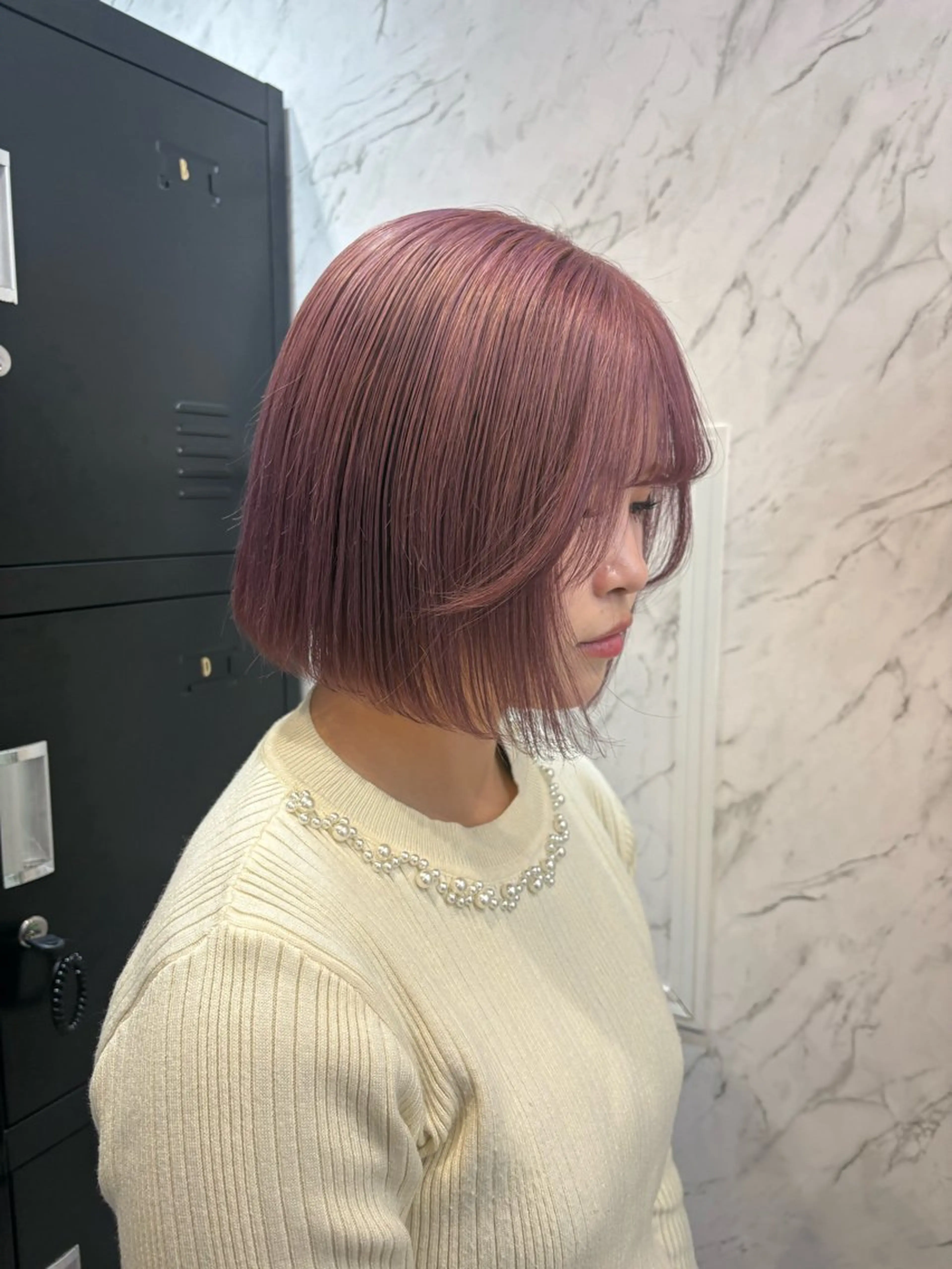 ミディアム カラー ラベンダーカラー ピンクカラー ピンクラベンダー ボブ hair salon dot. mooda 韓国風サロン 町田店所属・韓国風ヘア🎀🩶 /♡𝓝𝓸𝓪♡のヘアスタイル