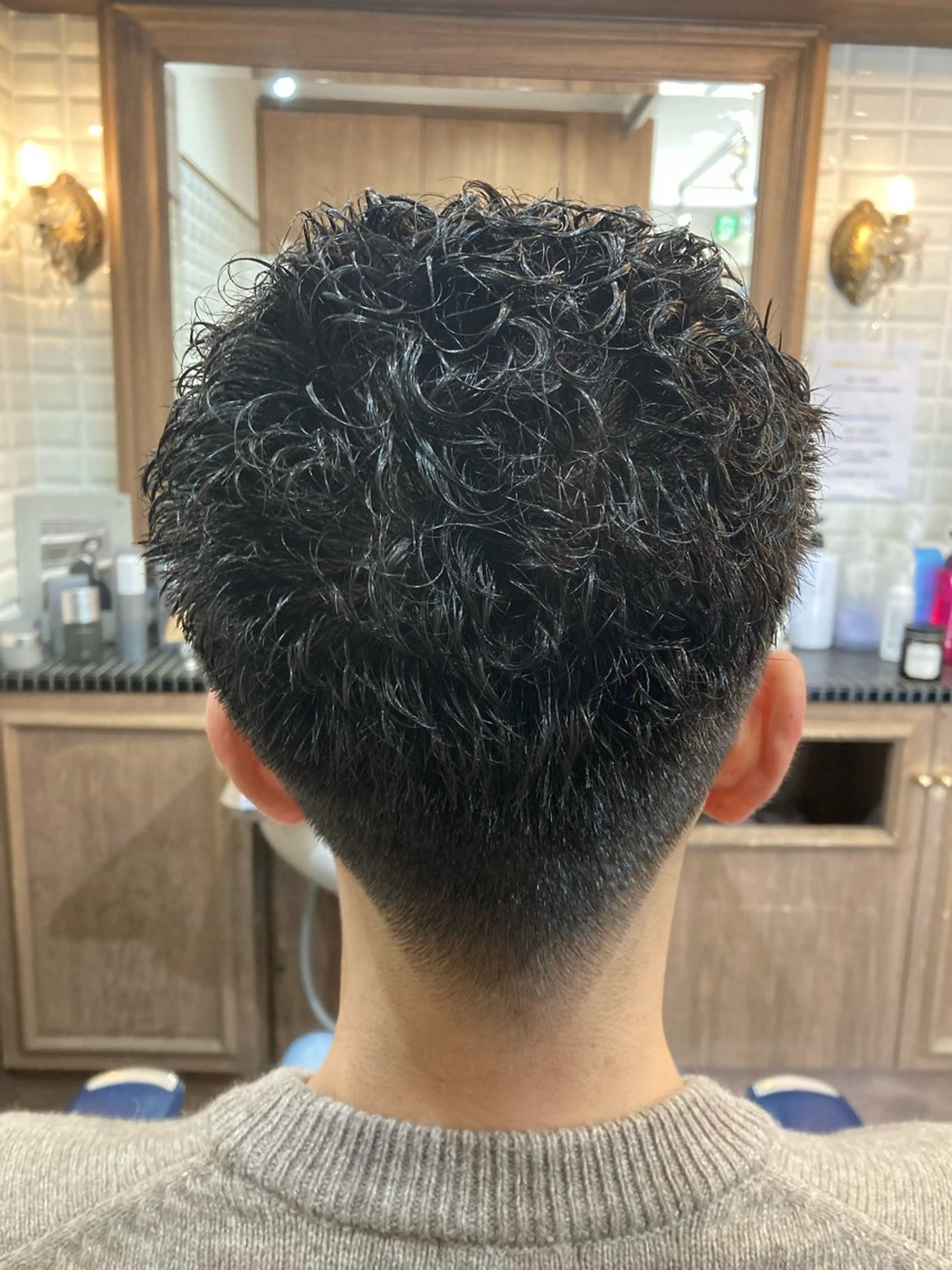 ショート メンズ オールバック メンズパーマ ルピナス中田店長 山口大地のヘアスタイル