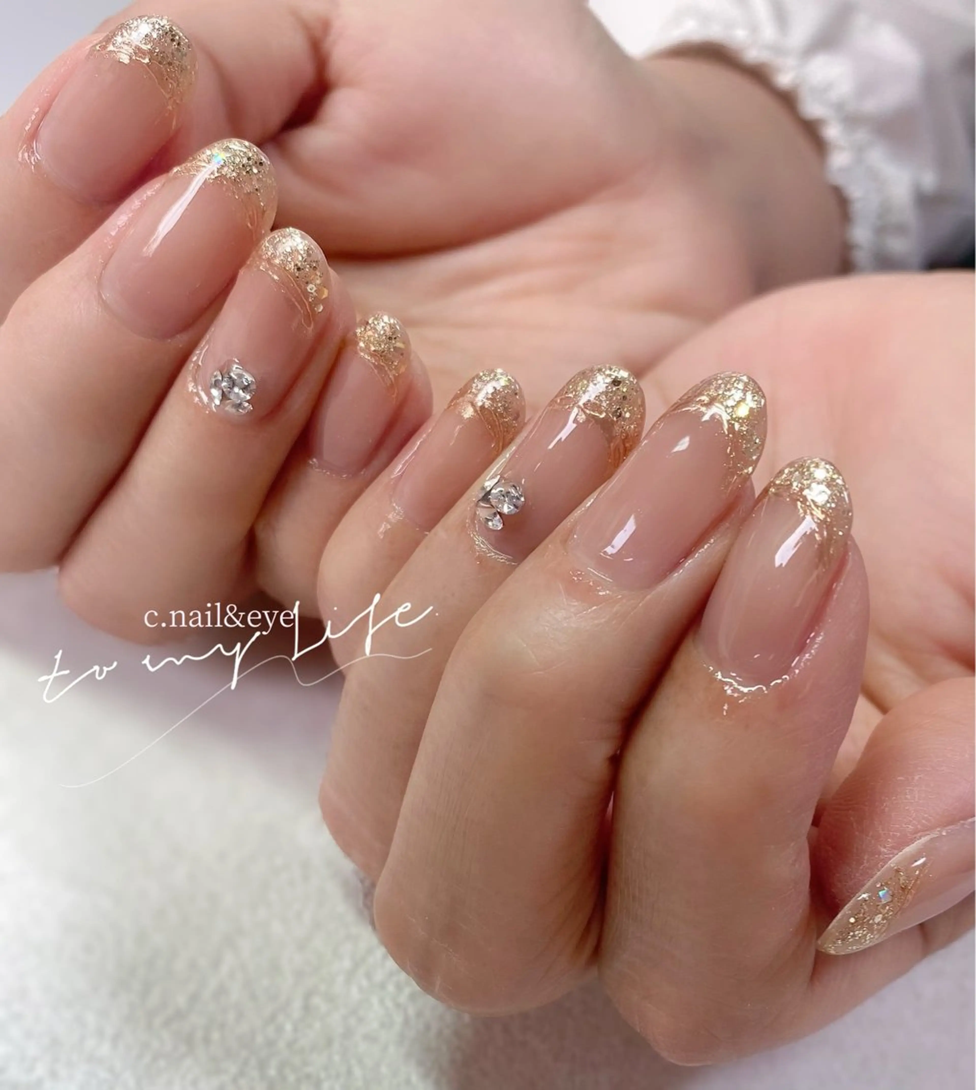 ネイル フレンチネイル オフィスネイル ブライダルネイル C.Nail &EYE筑紫駅のネイルデザイン