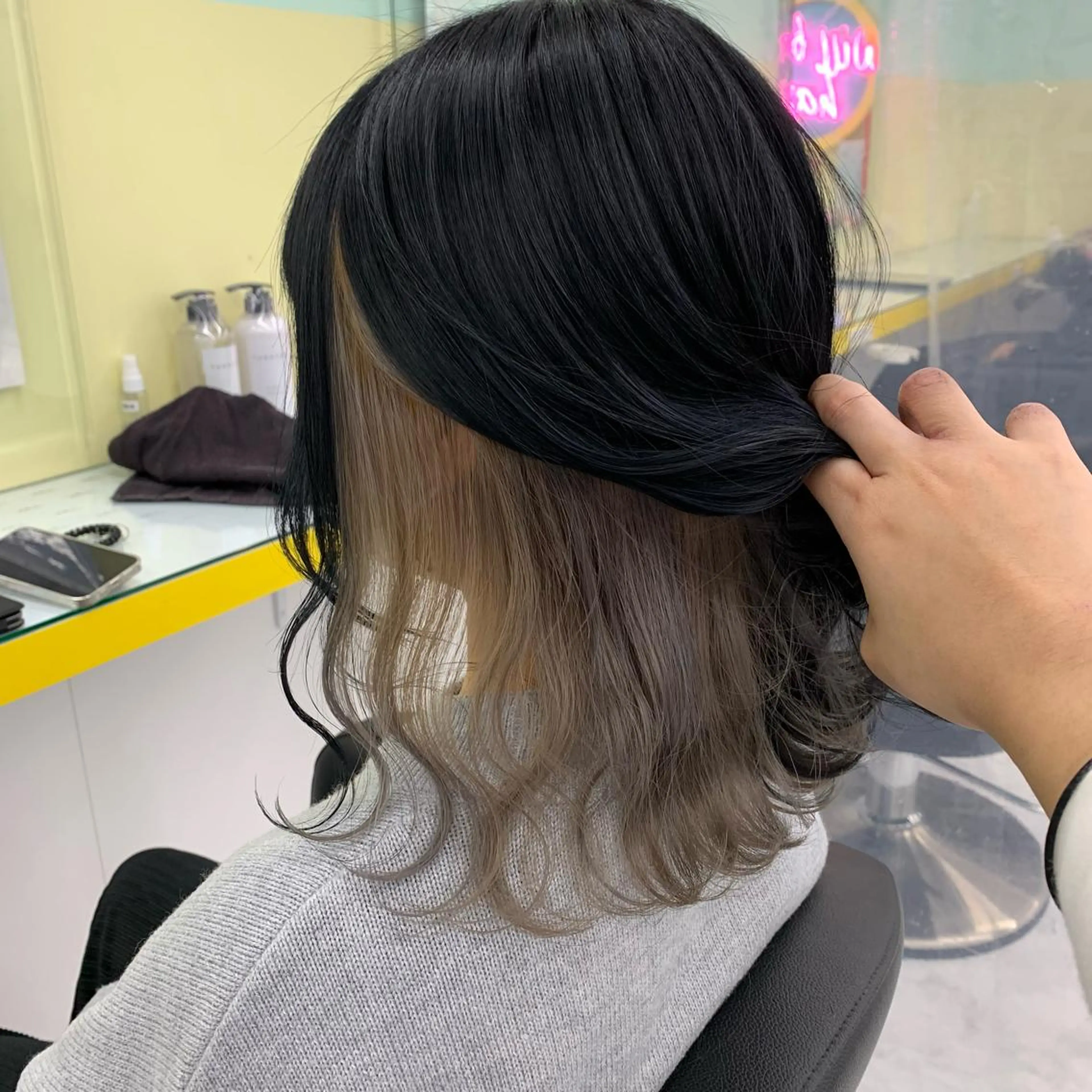ロング カラー パーマ ヘアアレンジ メンズ キッズ ネイル マツエク・マツパ メンズインナーカラー ベージュカラー 黒髪 ブルーカラー ブルーブラック 🦋haginoya miho🦋のマツエク・マツパデザイン