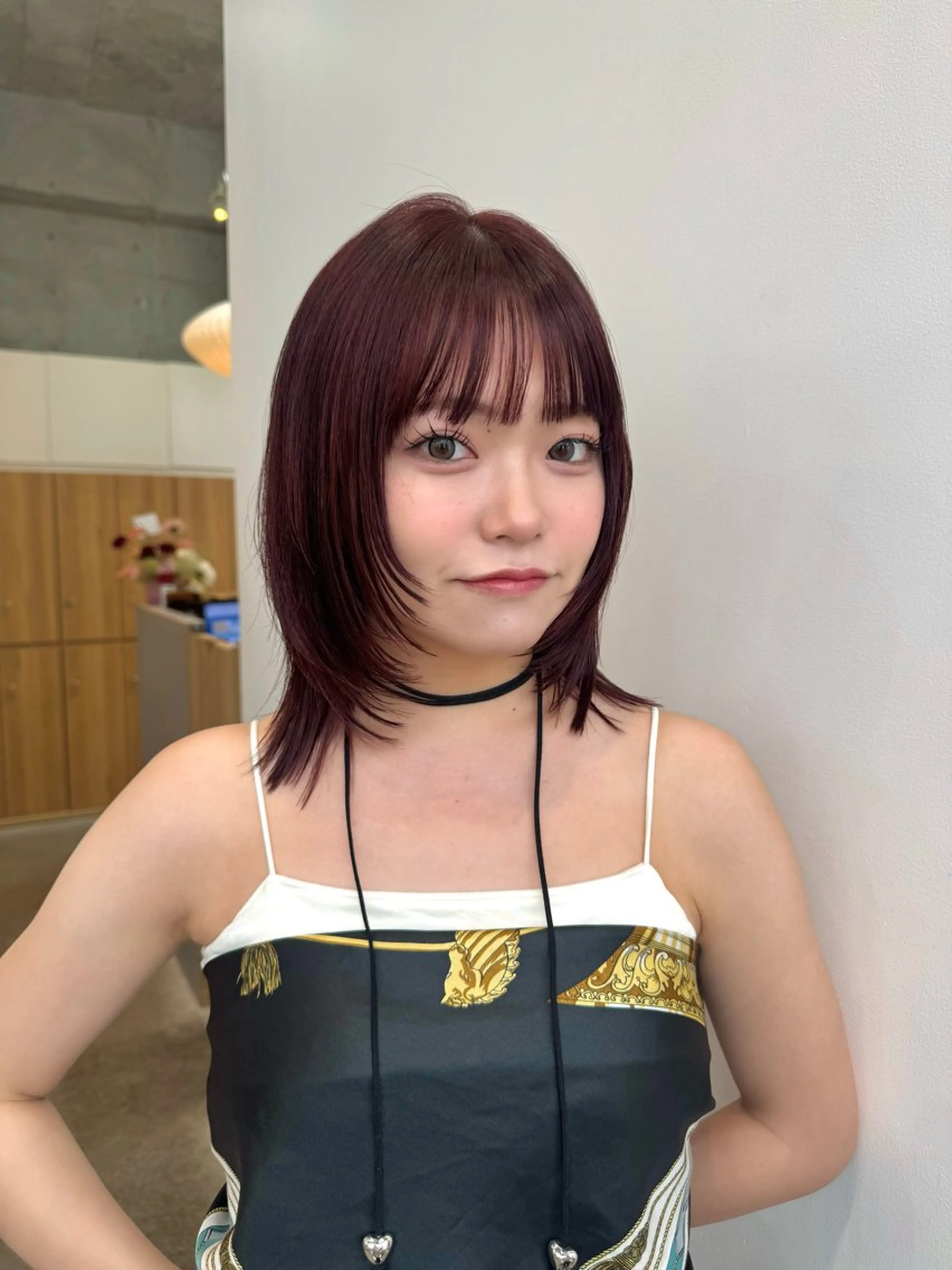 ミディアム カラー ヘアカラー 🍒髪質改善/暖色 艶カラー 🌸桜🌸のヘアスタイル