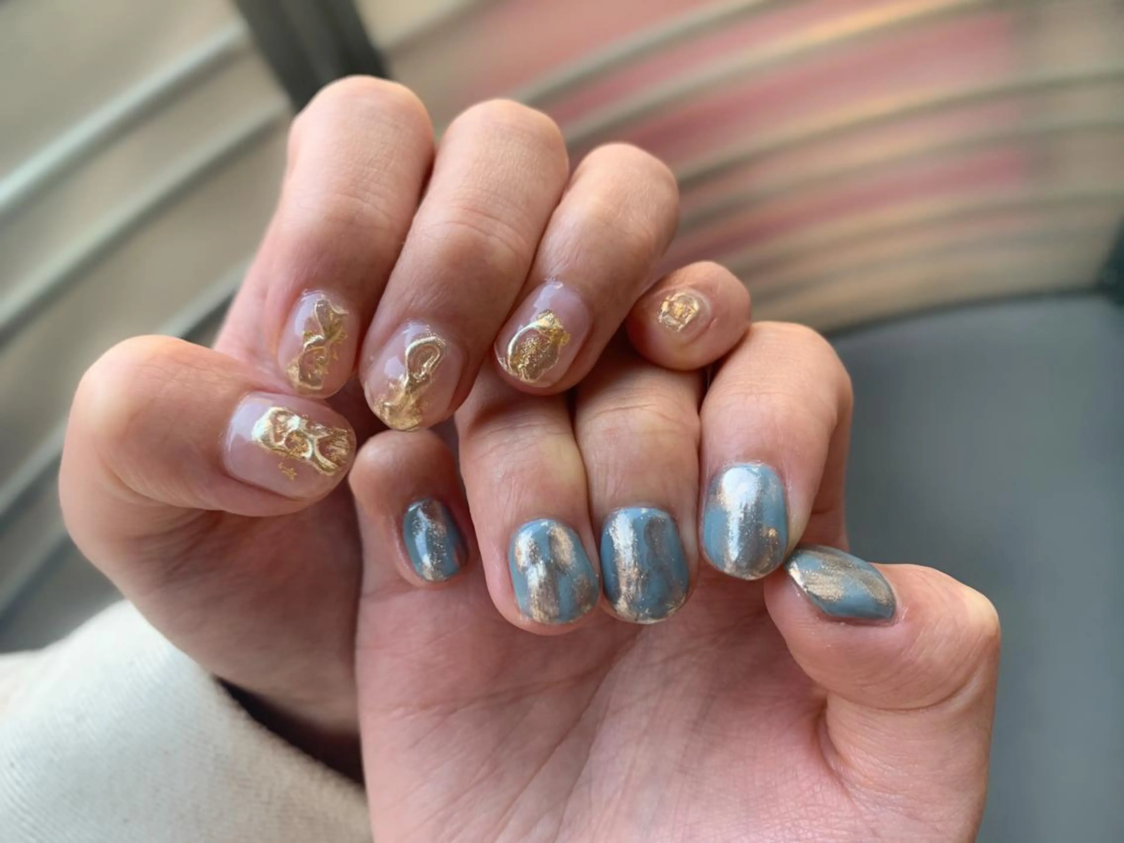 ネイル ブルー ミラーネイル nail＊ runa🌻のネイルデザイン