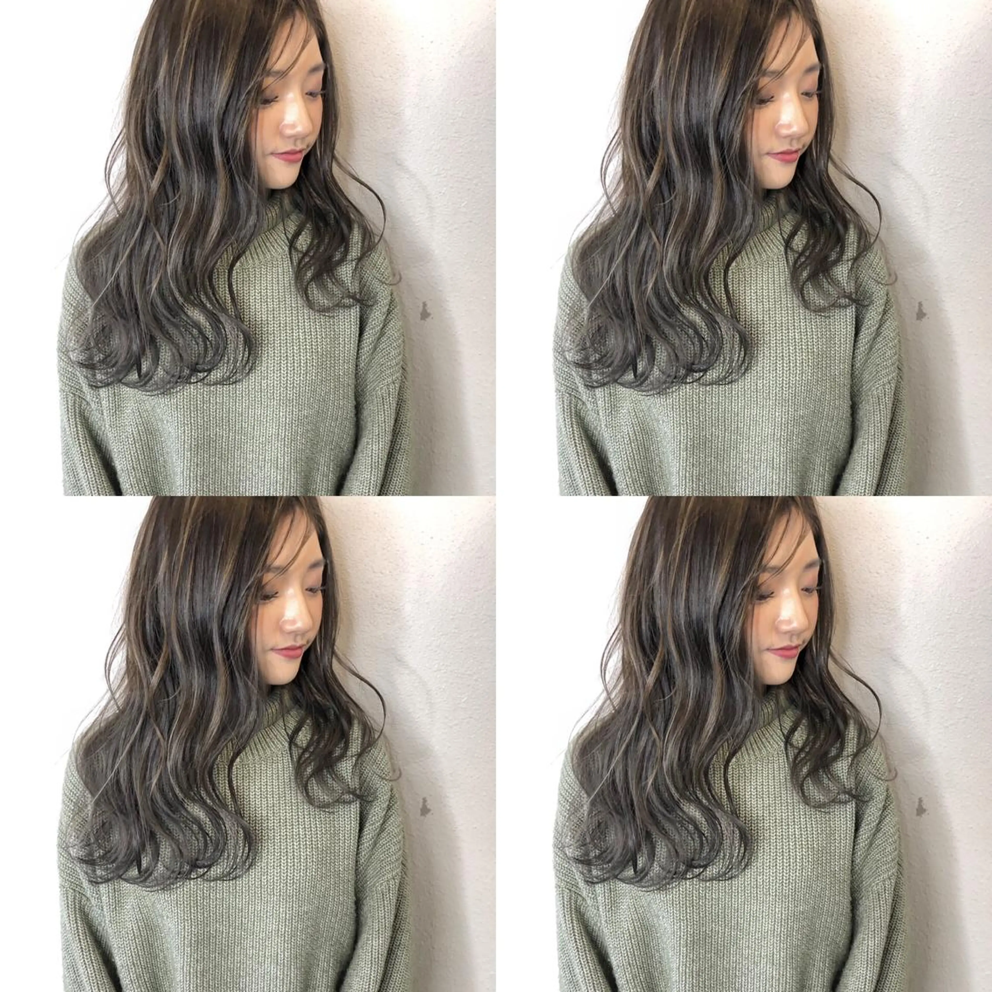 セミロング カラー 透明感カラー グレージュ ハイライトカラー ハイライト しゅうさん🍝 麻田秀太郎のヘアスタイル