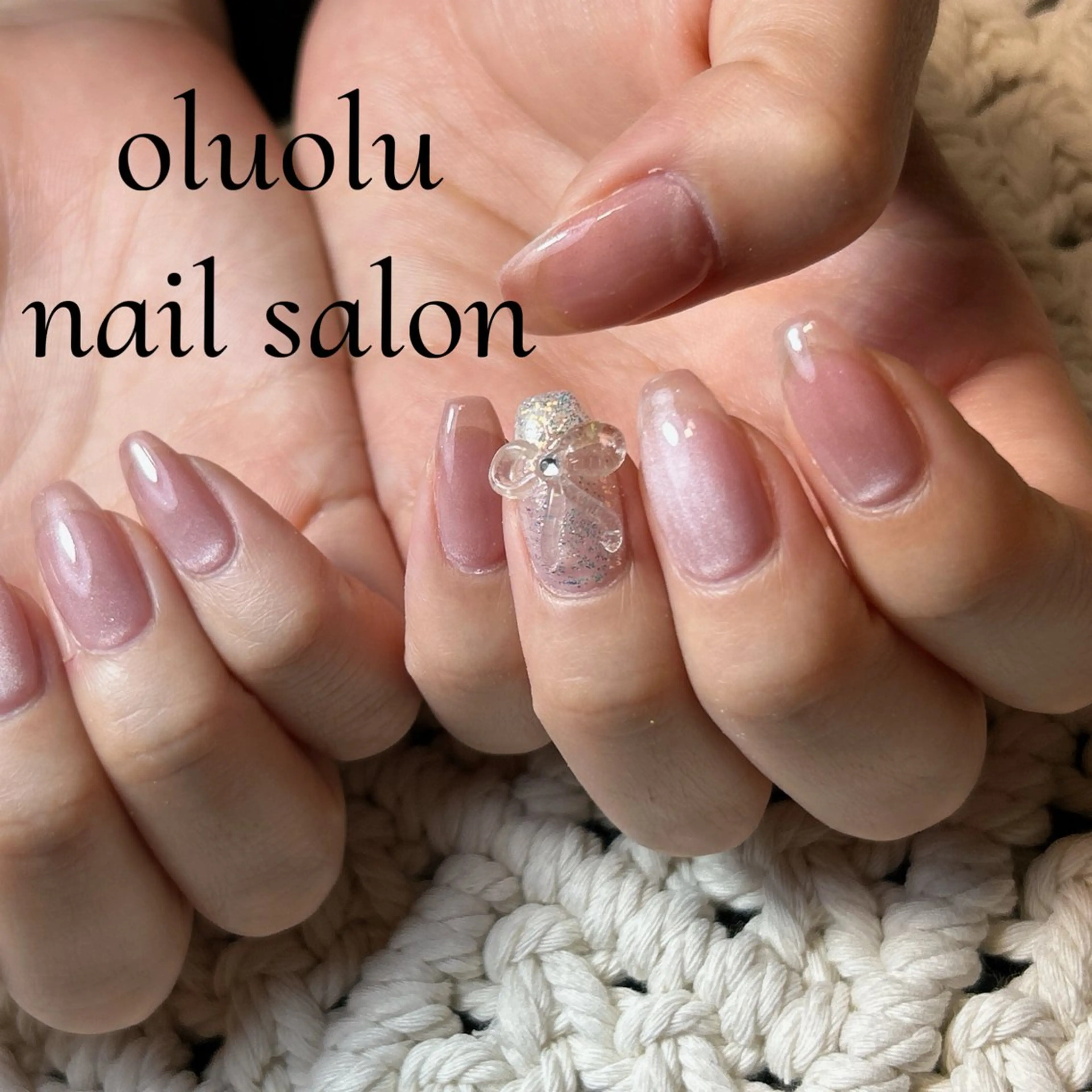 ネイル ハート 氷ネイル・うるうるネイル 韓国ネイル マグネットネイル ワンホンネイル oluolu nailsalonのネイルデザイン