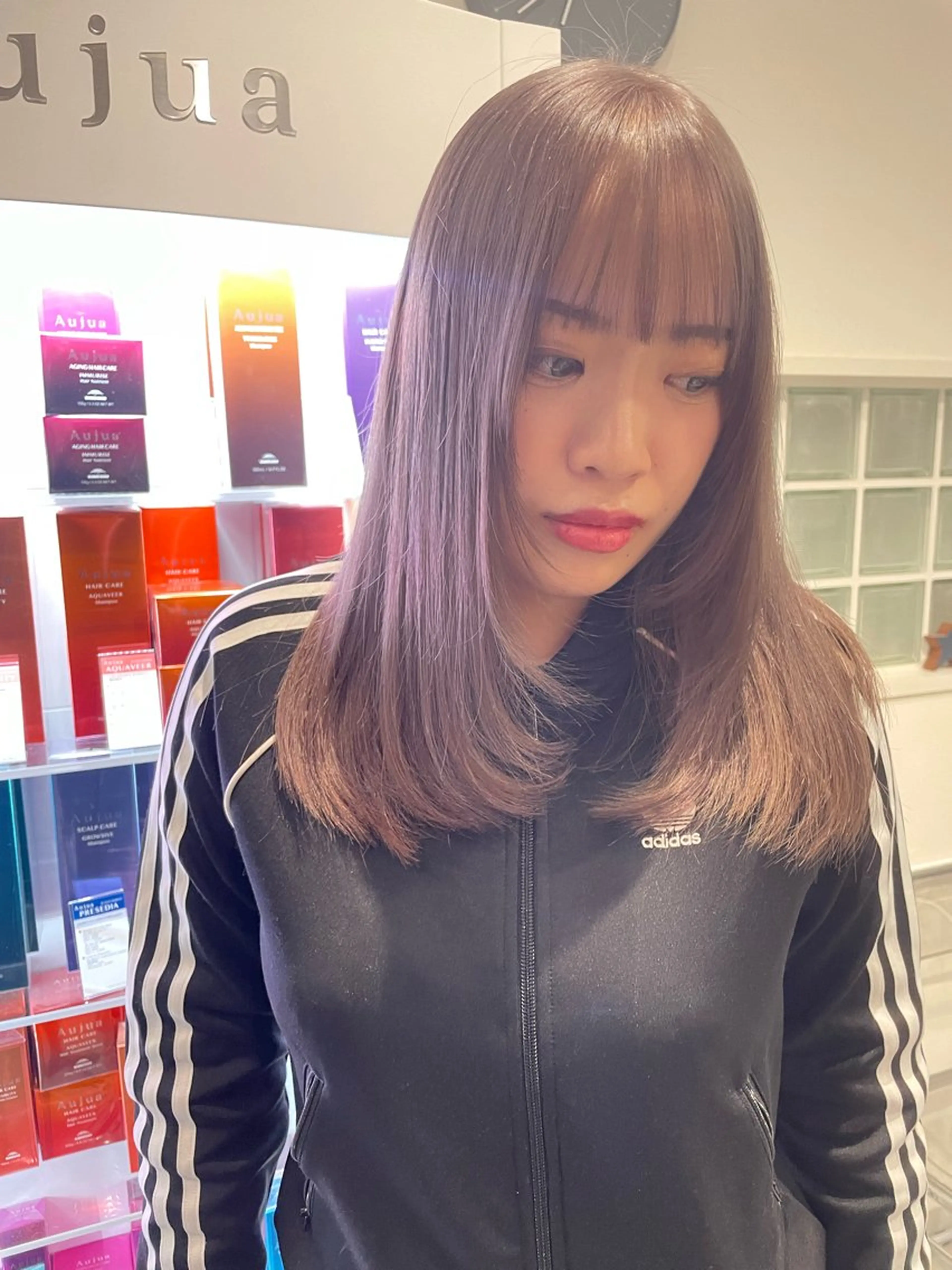 セミロング カラー 京都美容師 塩のヘアスタイル