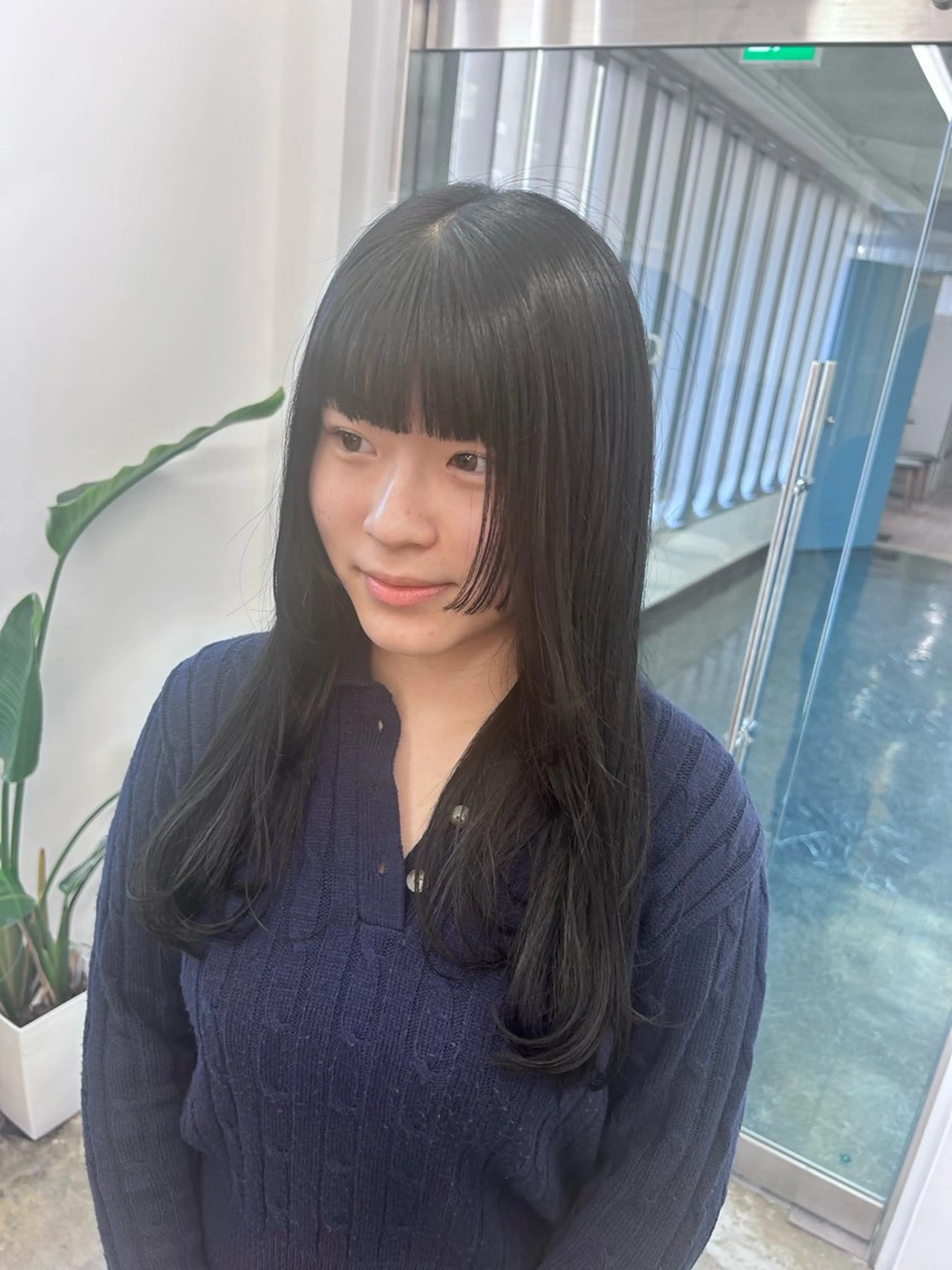 ロング カラー 黒髪 透明感カラー 姫カット 韓国ヘア nanahaのヘアスタイル