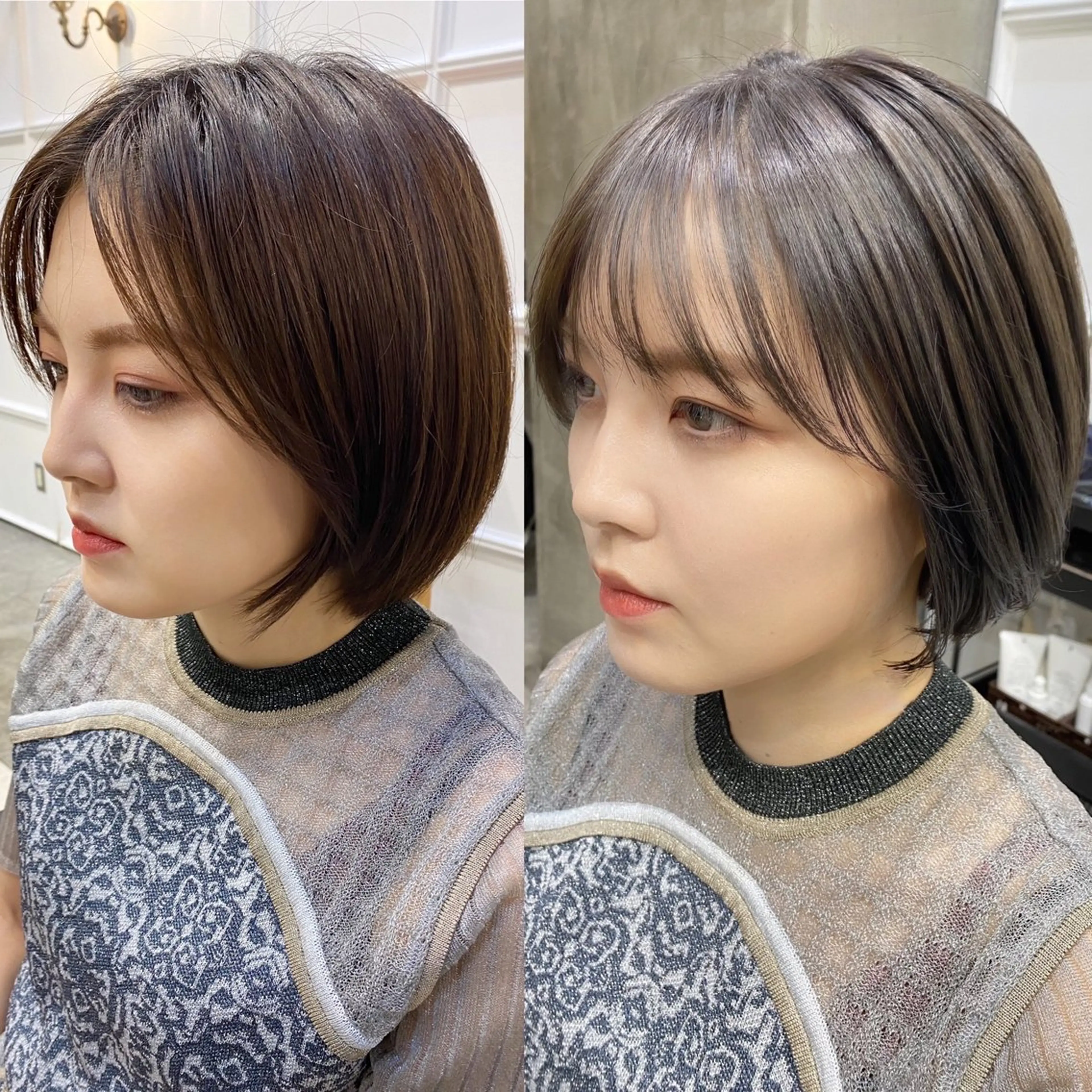 ショート カラー ショートボブ グレージュ ボブ ショートヘア ブリーチなしダブル カラー🧸🐺陽介のヘアスタイル