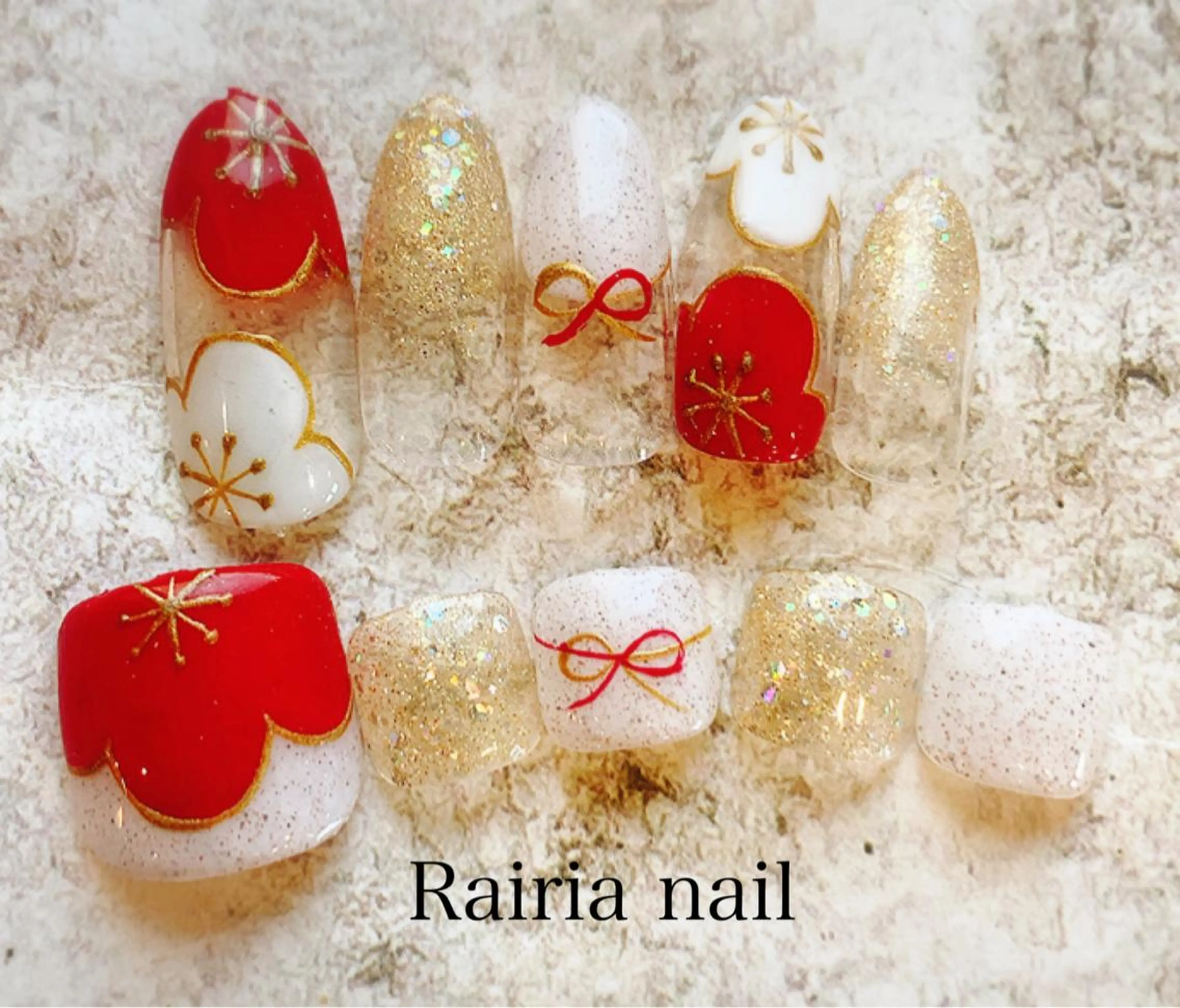 ネイル アートネイル ジェルネイル パラジェル 冬ネイル Rairia nail本八幡店のネイルデザイン