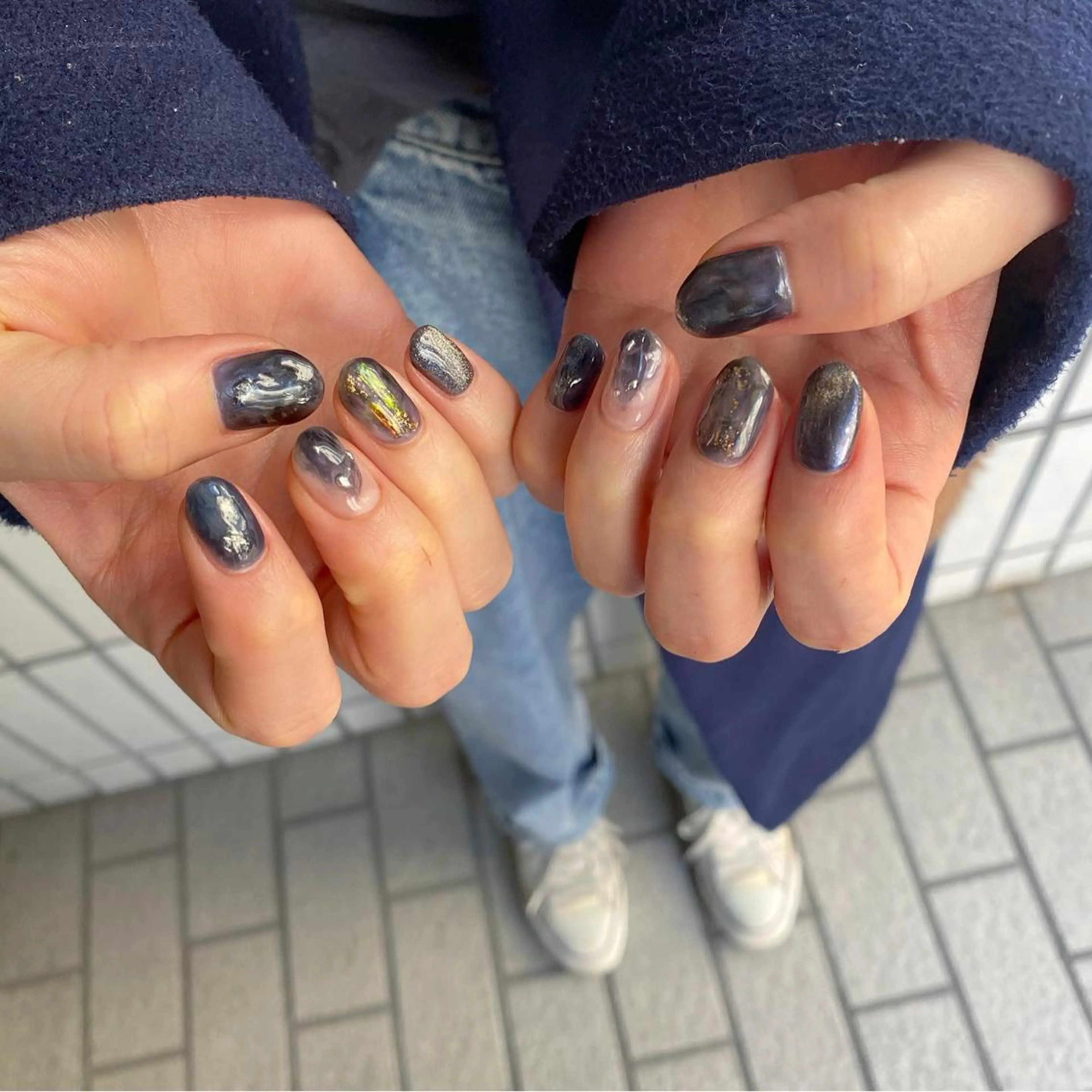 ネイル ネイビー ハンドネイル nable.所属・望月 実莉のネイルデザイン