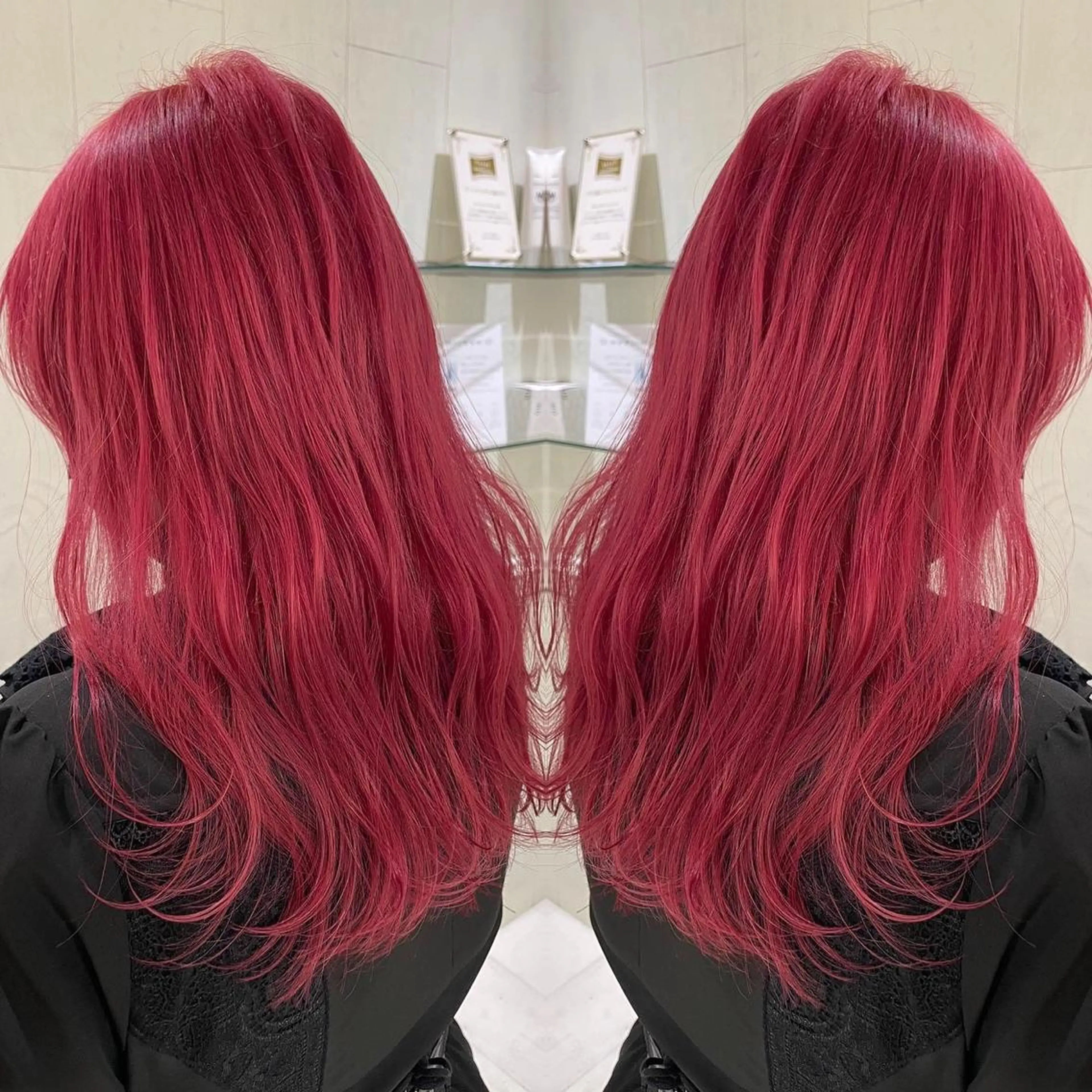 ロング カラー アッシュ ピンクカラー 外国人風カラー レイヤーカット トリートメント ヘアカラー トリートメント 河合秀明/ハイライト /インナーカラーのヘアスタイル