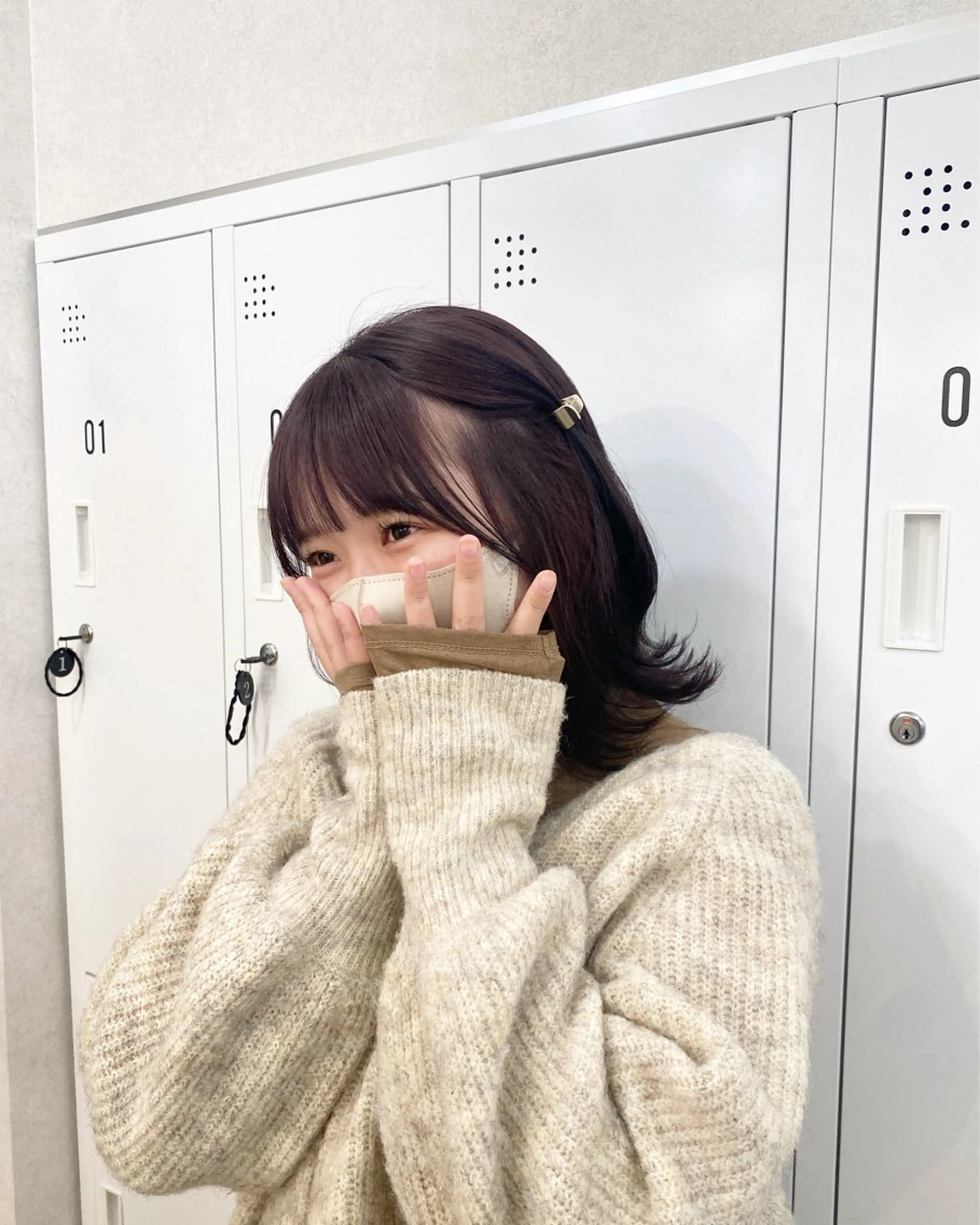 ミディアム ラベンダーブラウン カット ヘアカラー トリートメント ネヅ カオルのヘアスタイル