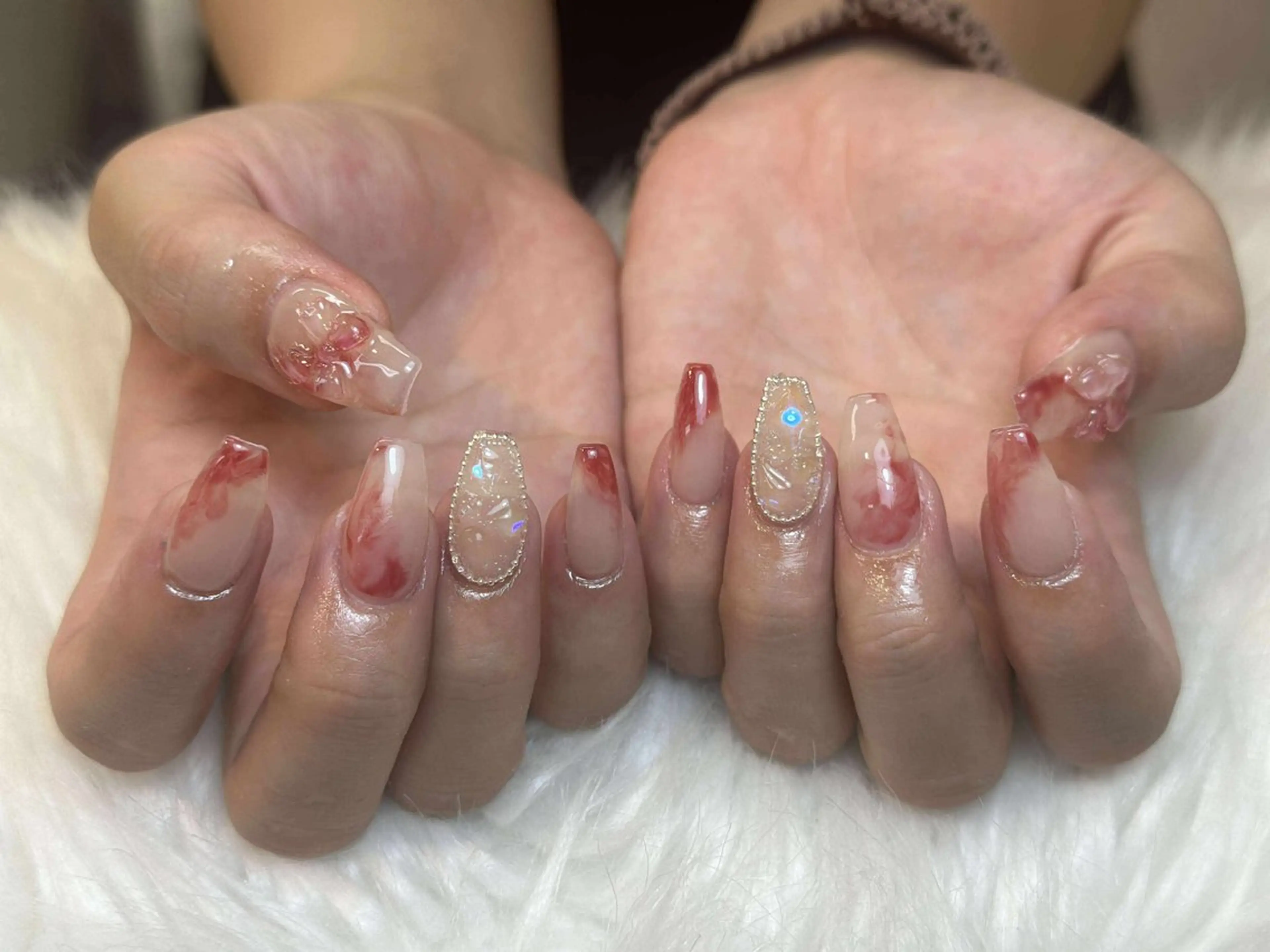 ネイル アートネイル 成人式 ジェルネイル ニュアンスネイル 夏ネイル ハンドネイル Nie Nail Shinokuboのネイルデザイン
