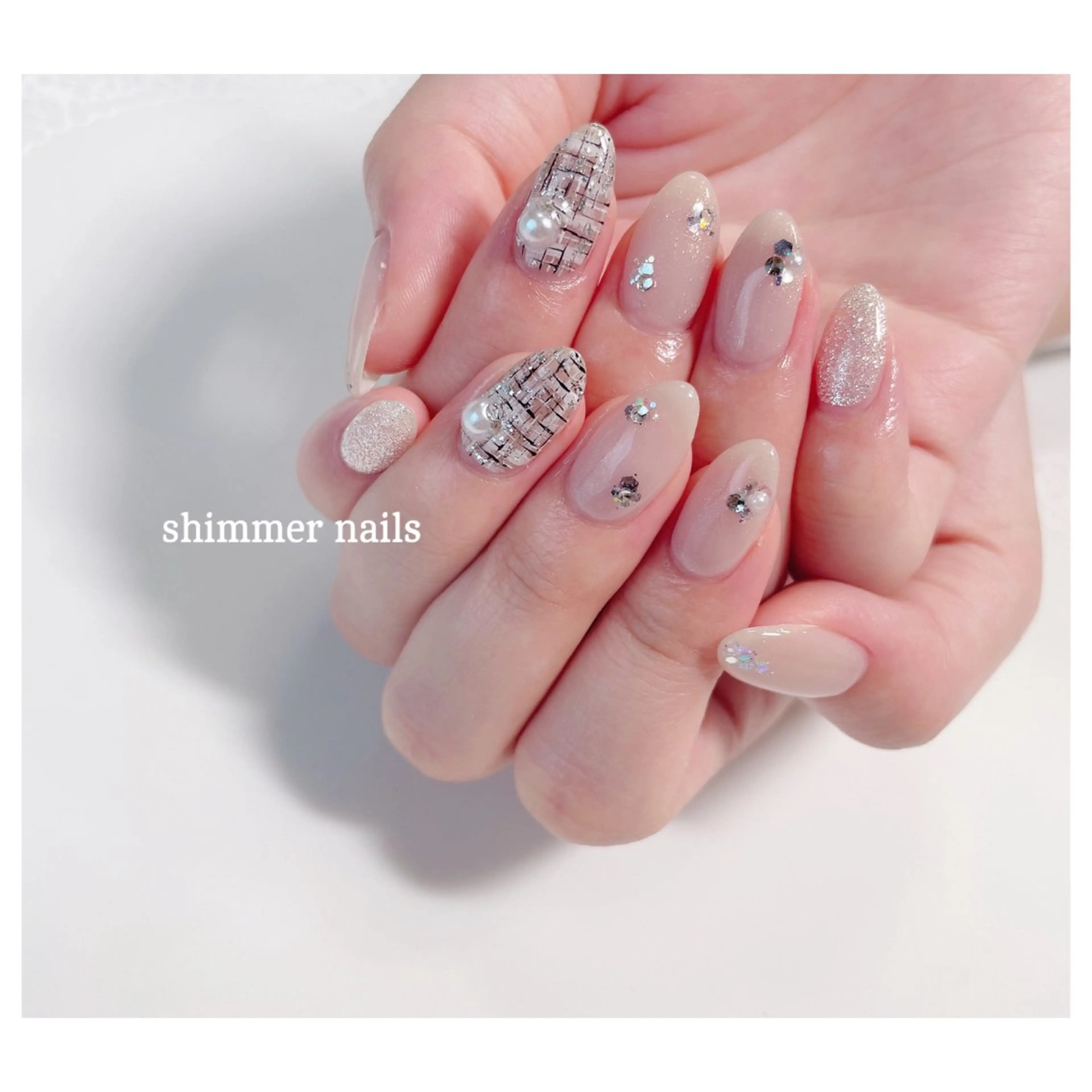 ネイル ツイードネイル shimmer nailsのネイルデザイン