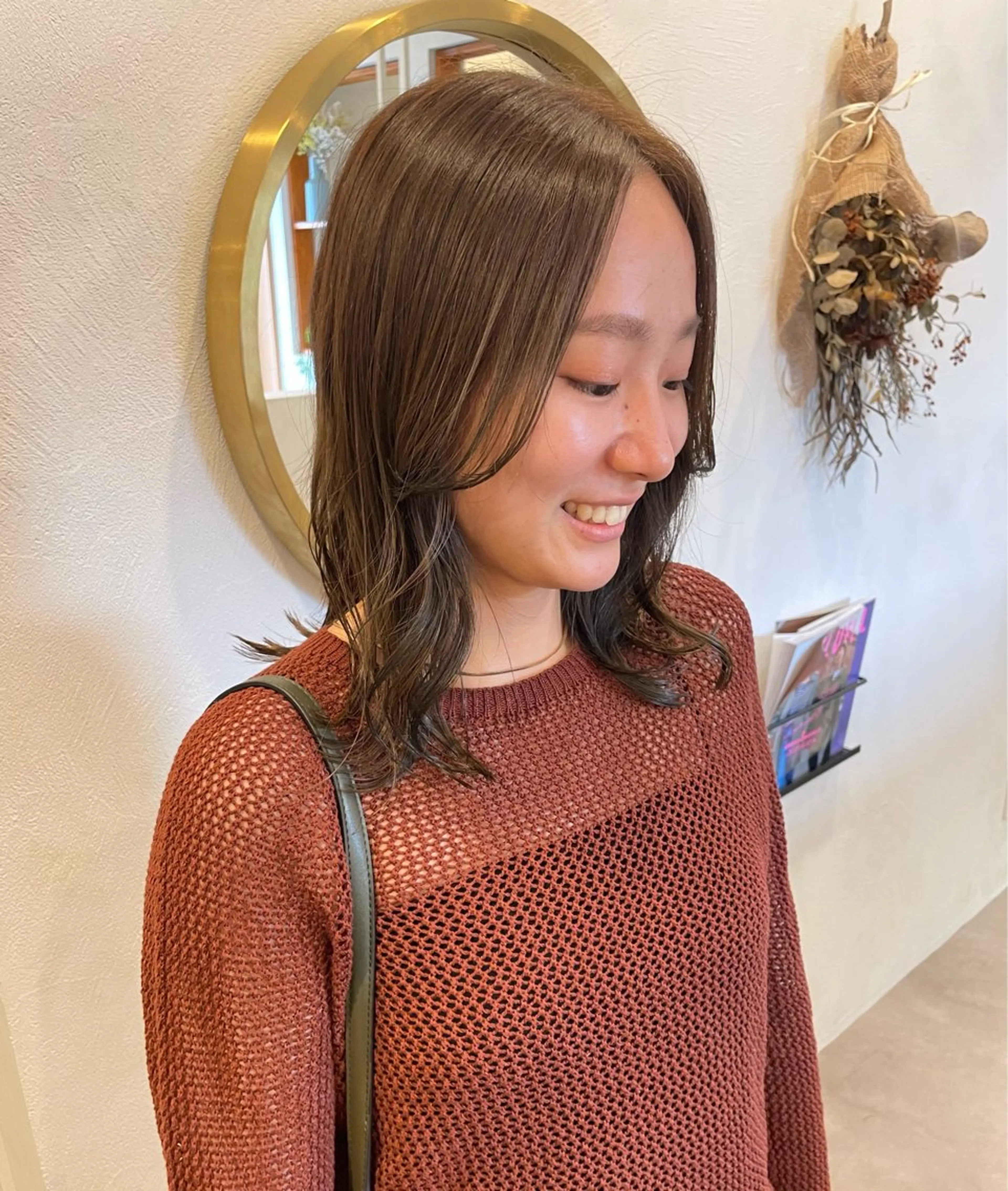 ミディアム カラー ベージュカラー オリーブベージュ Lita. hairdesign所属・k a k o ／ボブパーマ🥨のヘアスタイル