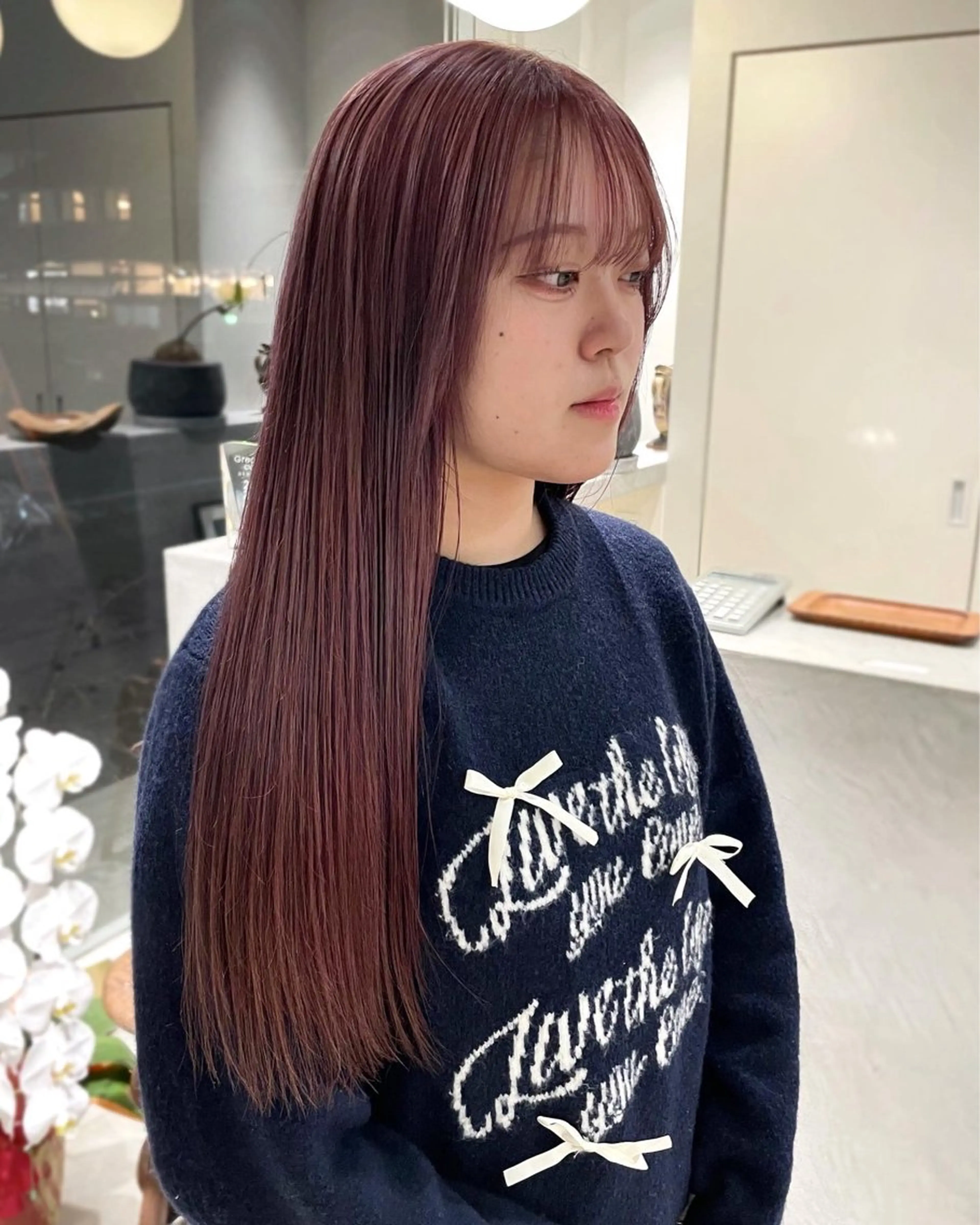 ロング カラー ヘアカラー 林 千聖のヘアスタイル