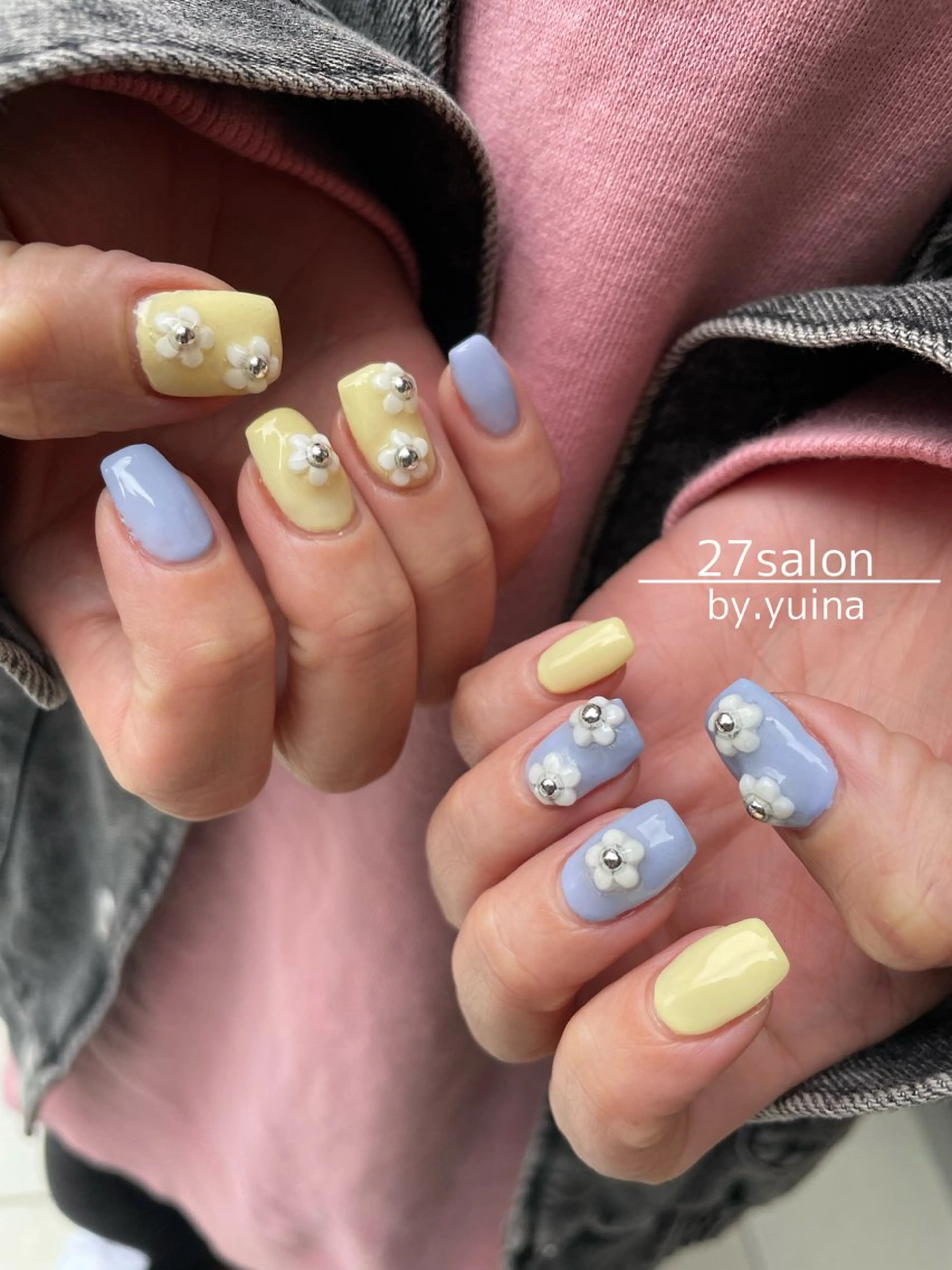 ネイル フラワーネイル 春ネイル ハンドネイル 27salon yuinaのネイルデザイン