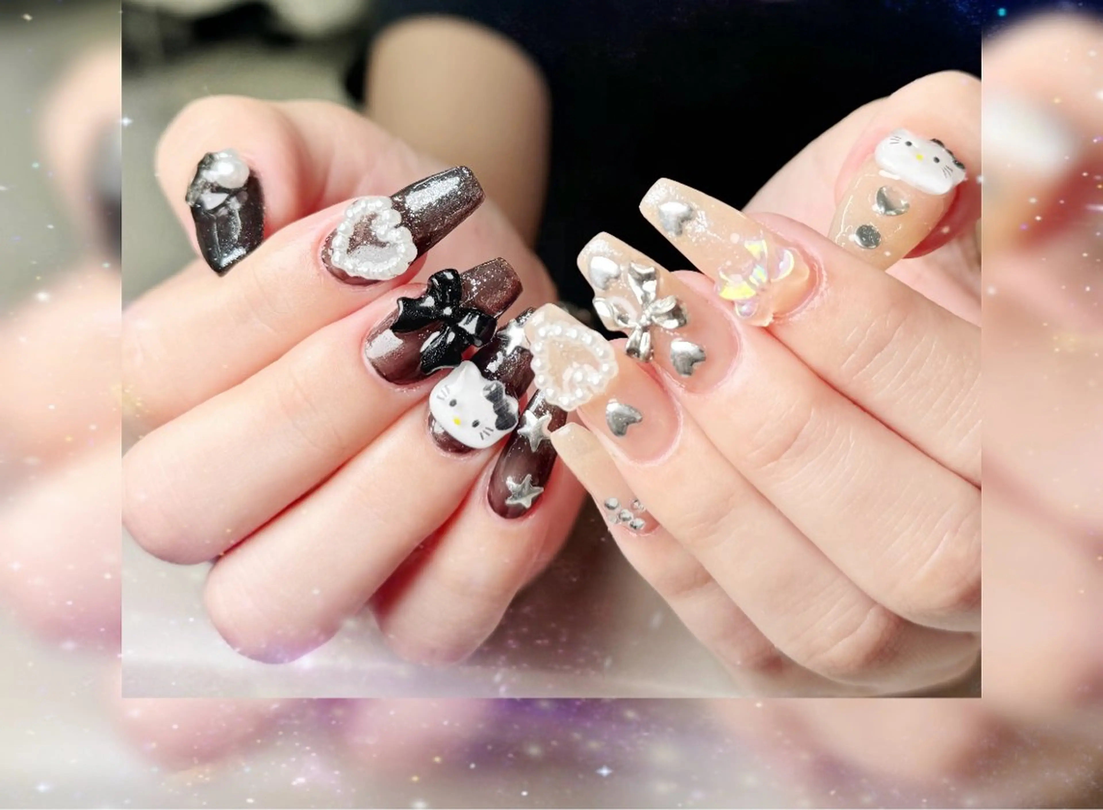 ネイル アニマル柄 オーロラネイル チークネイル フラワーネイル フレンチネイル ハンドネイル ハンドケア Nail&Eye lash Nanaのネイルデザイン