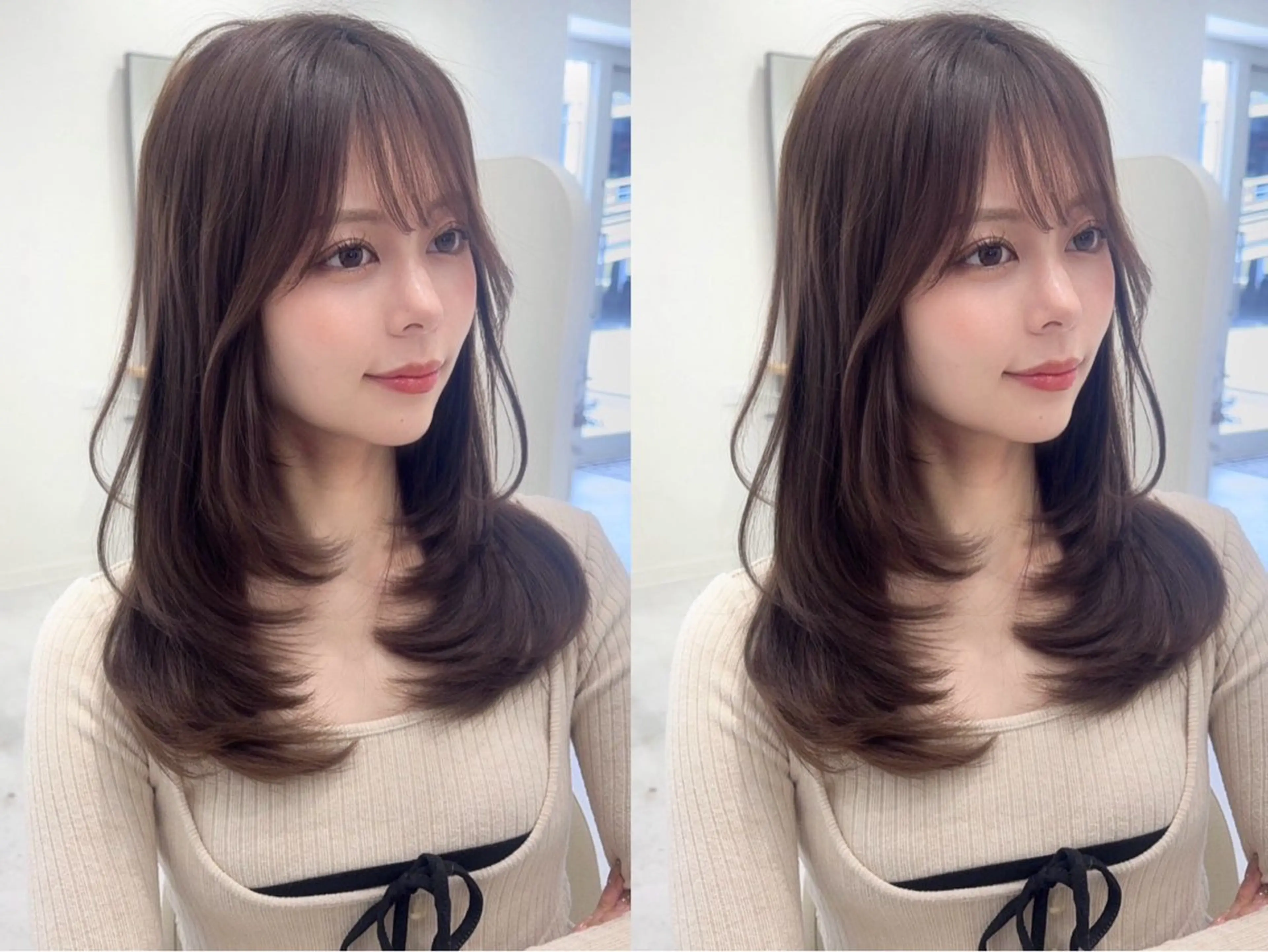 ロング カット ヘアカラー 韓国ヘア 野々山 ゆうとのヘアスタイル