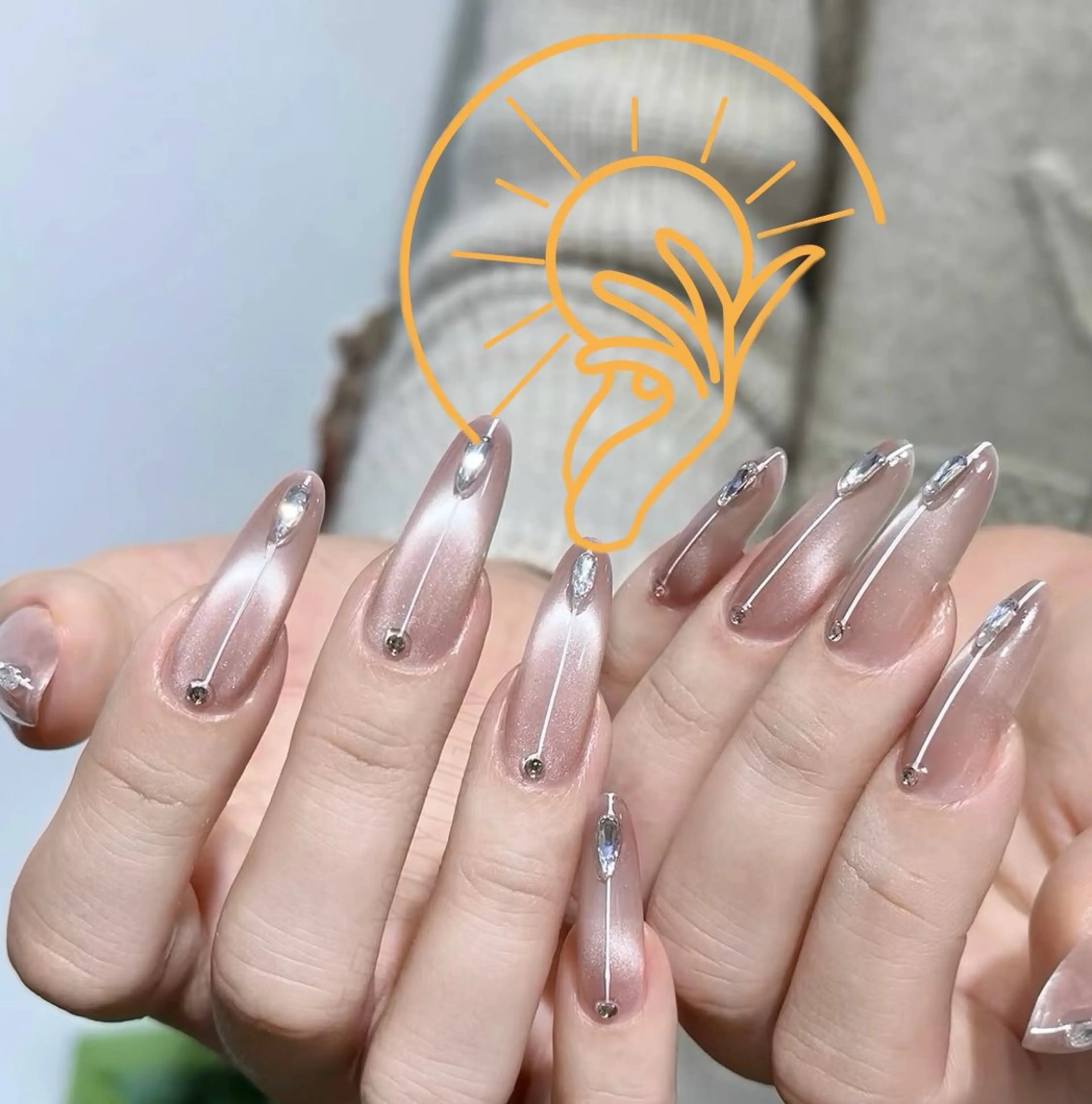 ネイル チークネイル 長さ出し フラワーネイル フレンチネイル ガーリー SunNail池袋駅 ワンホンネイルのネイルデザイン