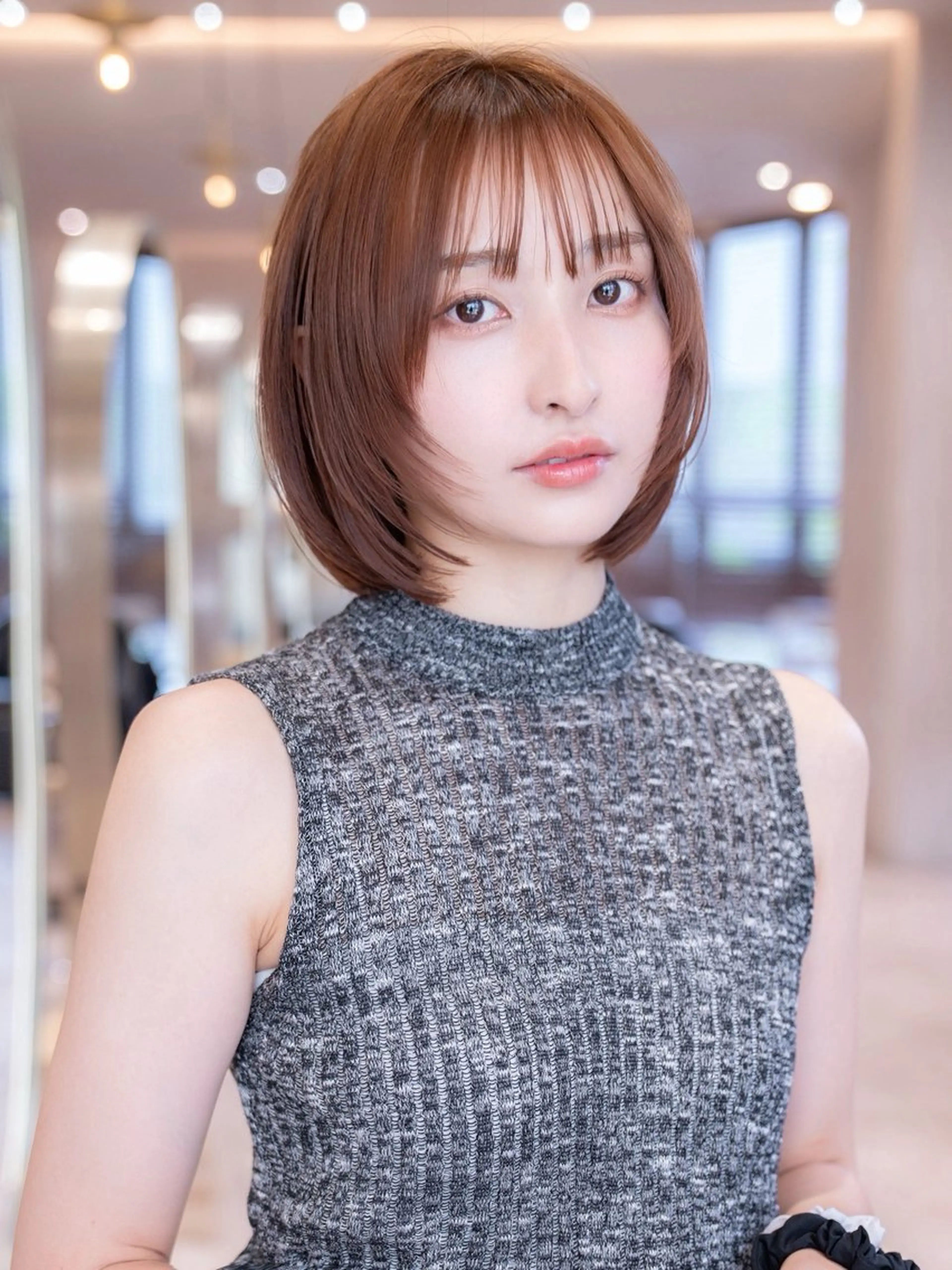 ミディアム カラー カット ヘアカラー トリートメント 垢抜けボブカット /楓のヘアスタイル