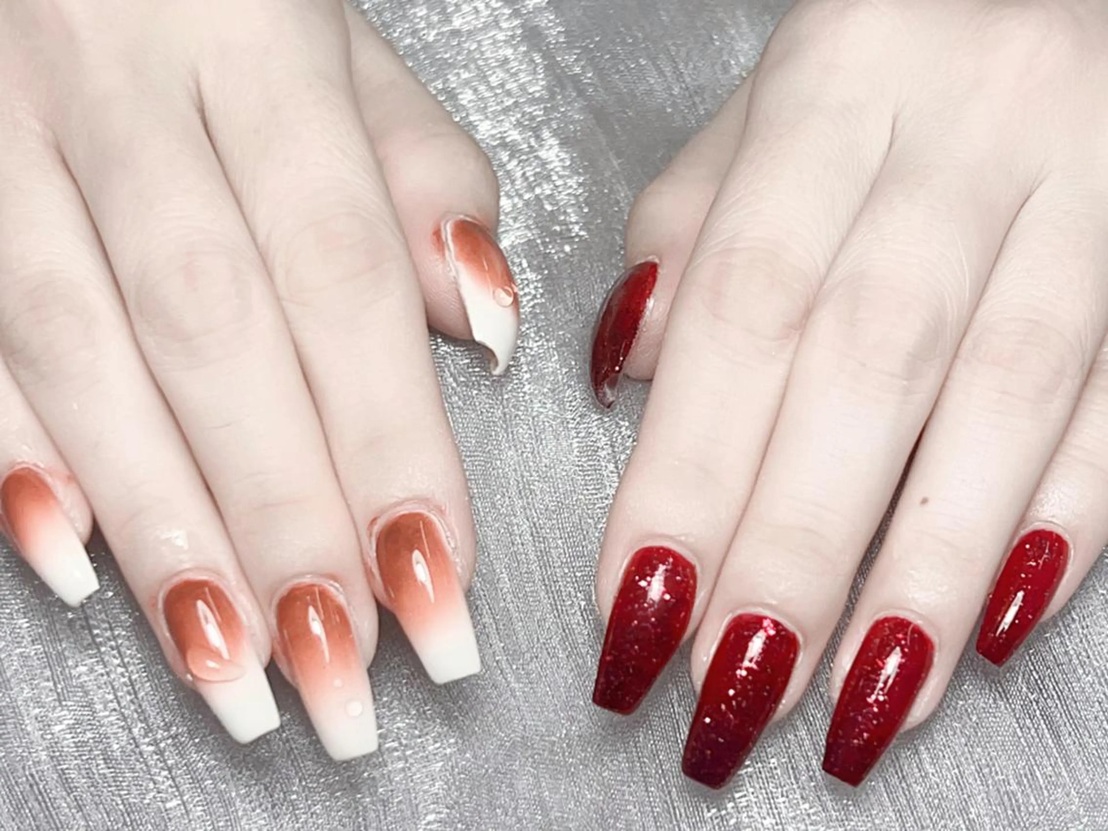 ネイル オーロラネイル チークネイル 長さ出し フットネイル フレンチネイル yumi nailのネイルデザイン