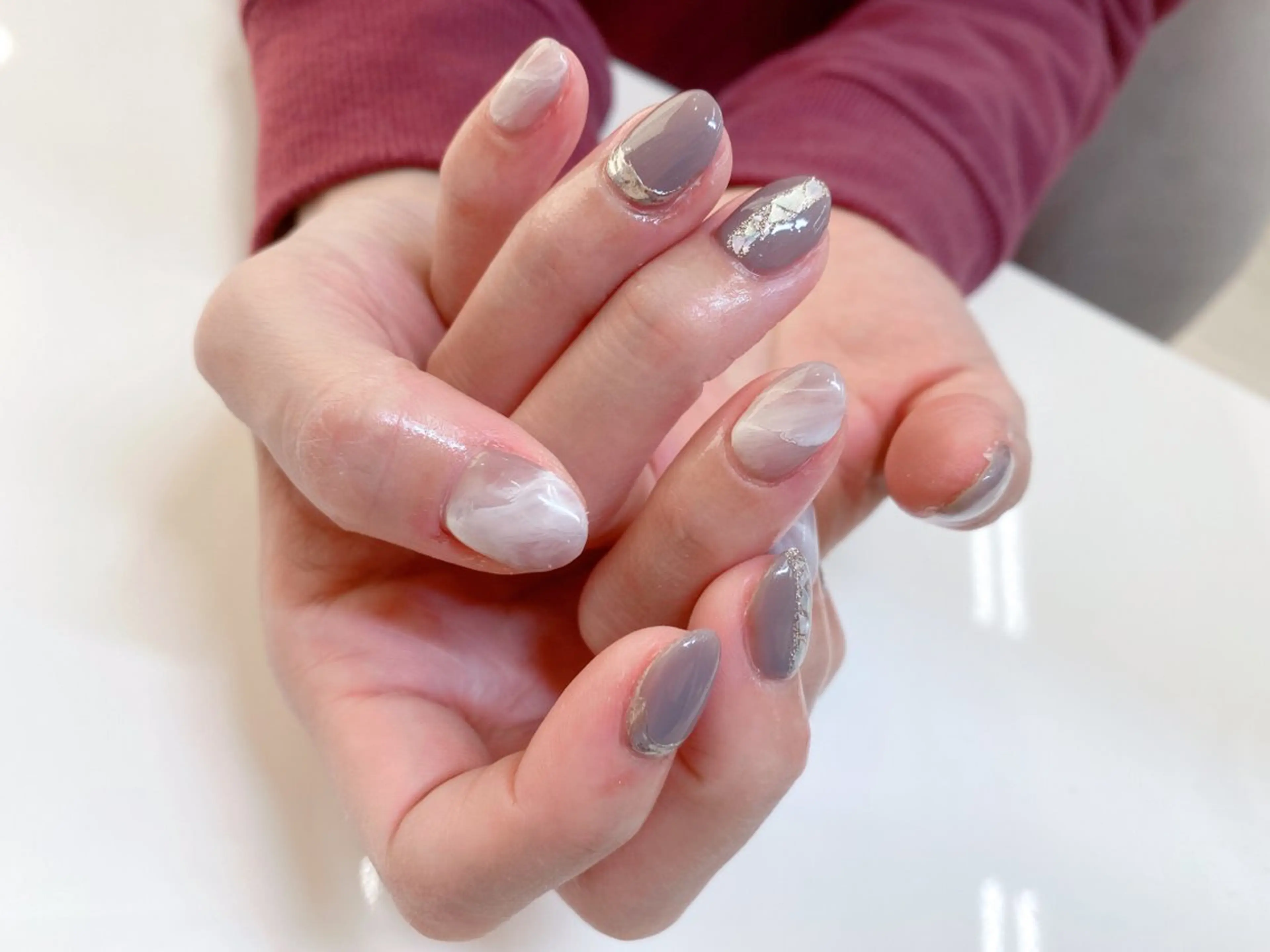 ネイル 長さ出し ジェルネイル キラキラネイル 大理石ネイル(マーブル) ニュアンスネイル Morpho nailのネイルデザイン
