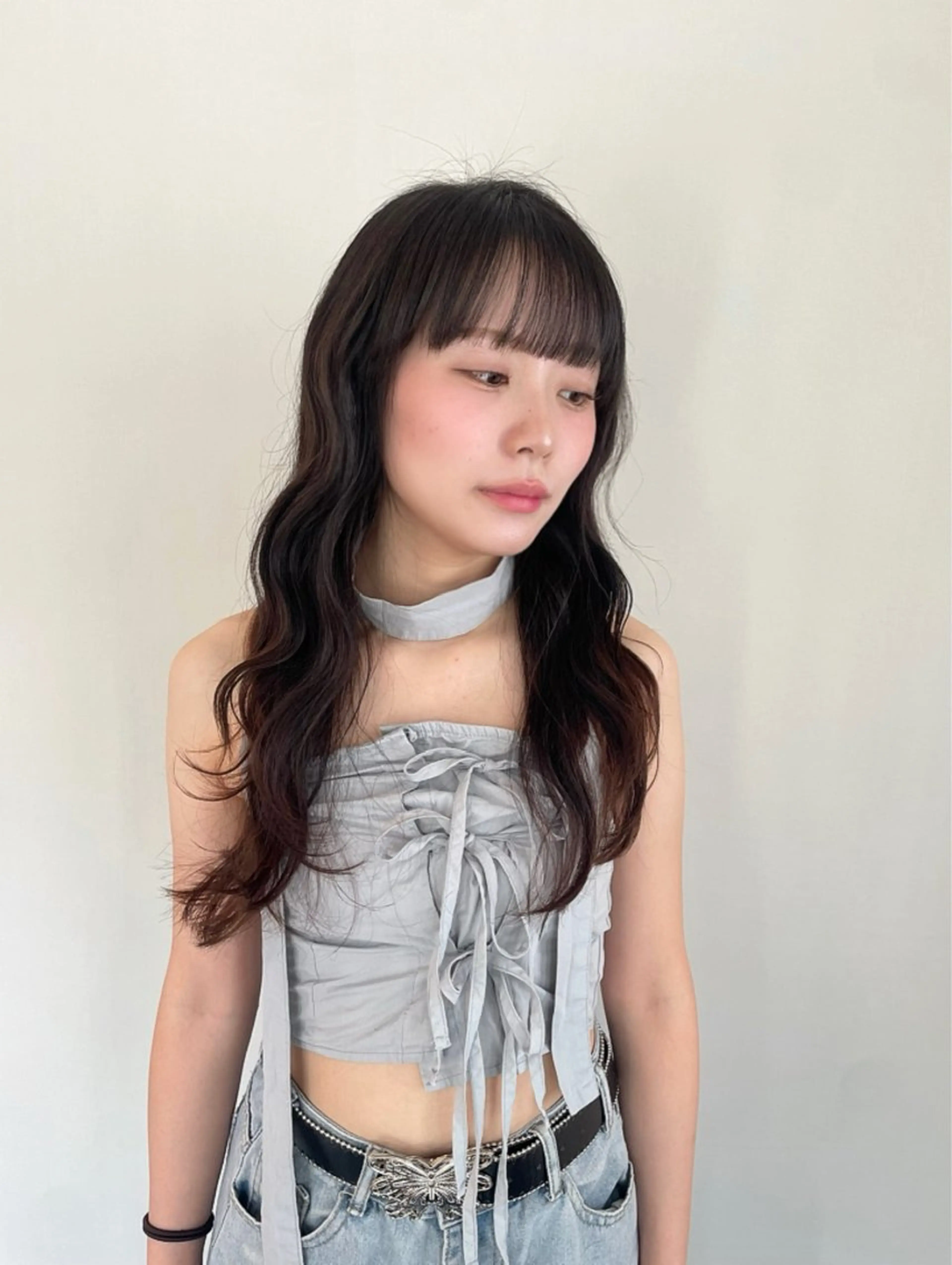 ロング ヘアアレンジ ハッシュカット 韓国風ヘア レイヤーカット TIECHEL所属・韓国ナチュラル・ ベージュ/落合夏希のヘアスタイル