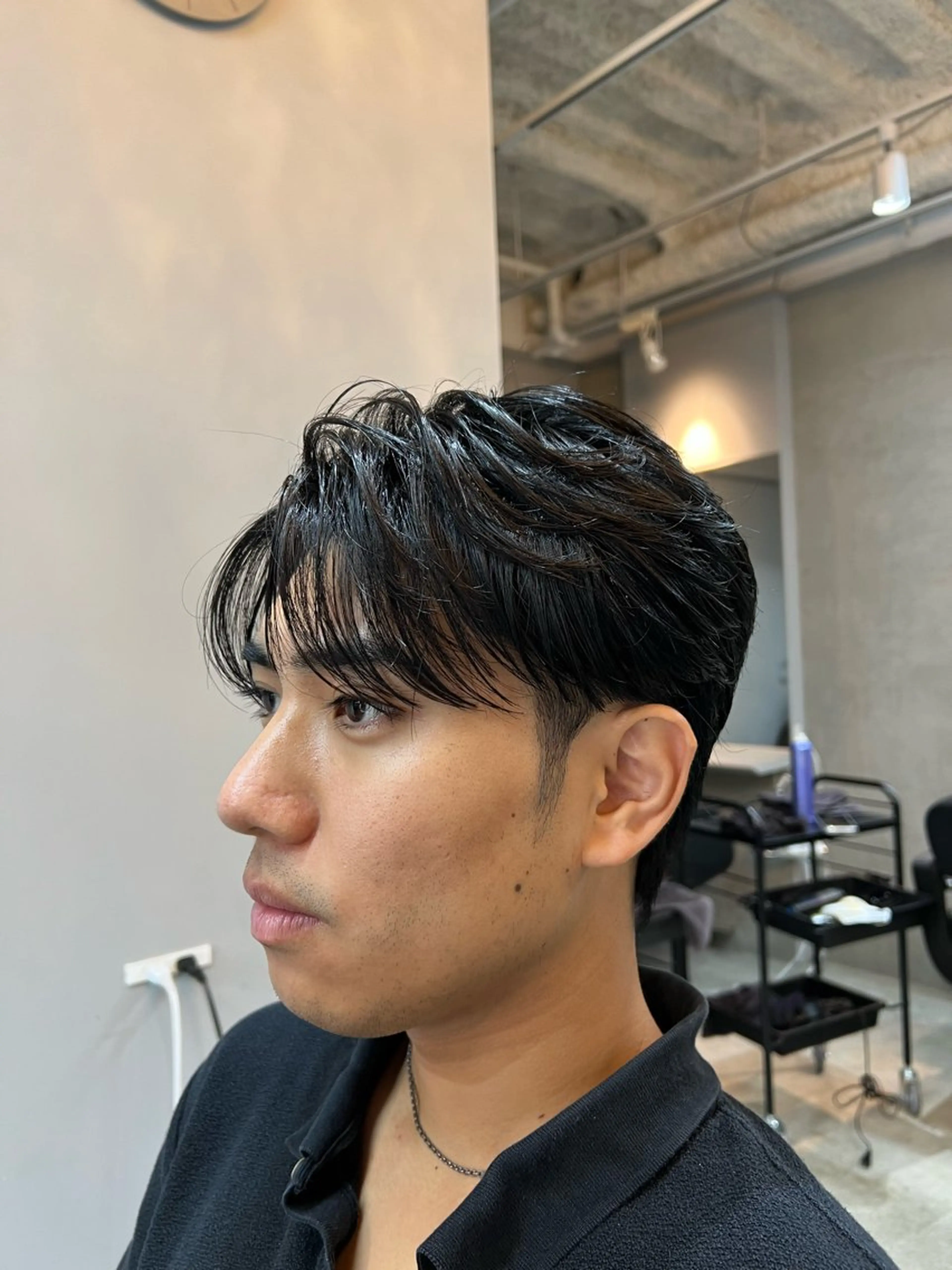 ショート パーマ メンズ センターパート メンズパーマ 刈り上げ Alo所属・メンズパーマ/表参道 モントのヘアスタイル