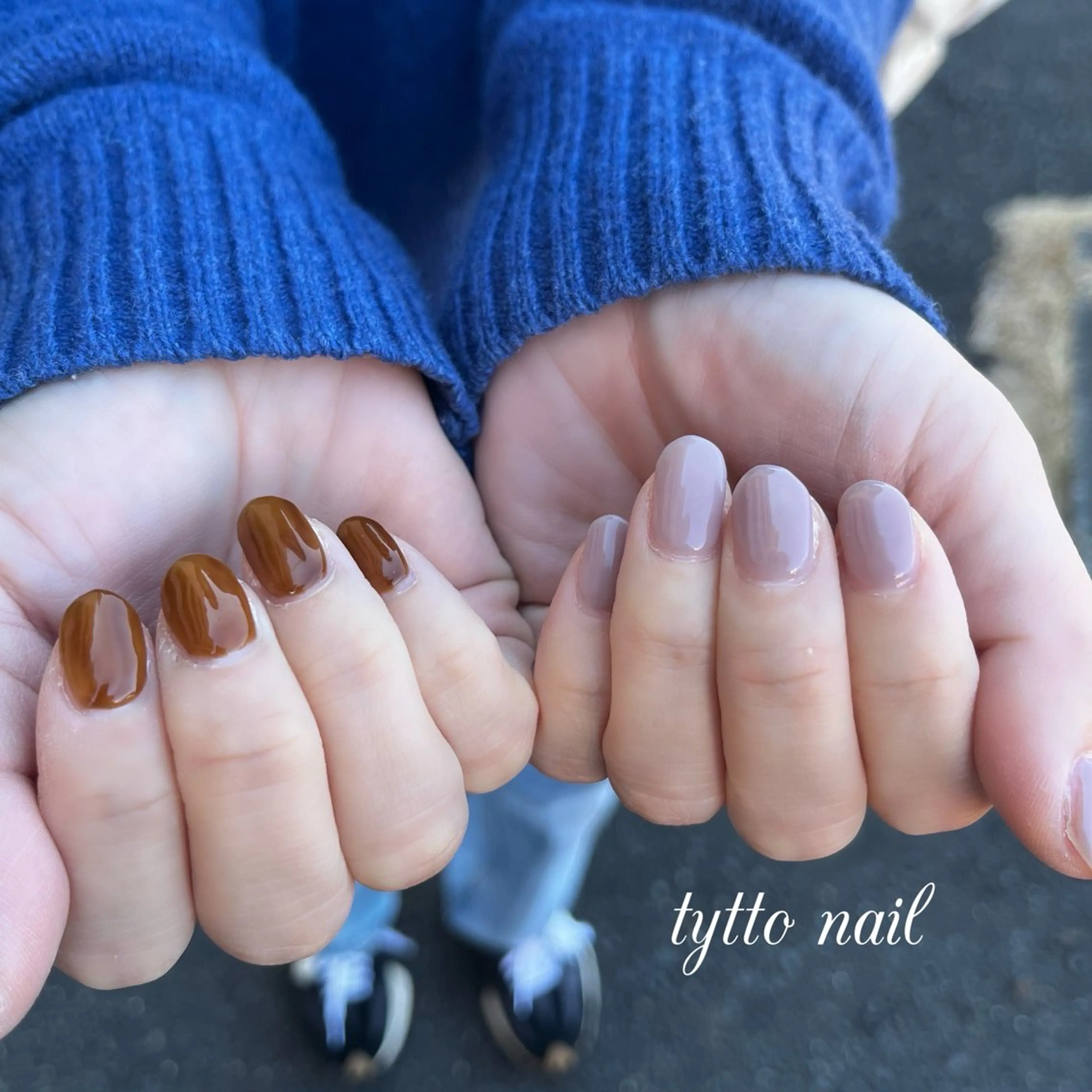 ネイル ブラウン オフィスネイル ワンカラーネイル シンプルネイル ハンドネイル tytto nail ❤︎‪‪eri‪‪のネイルデザイン