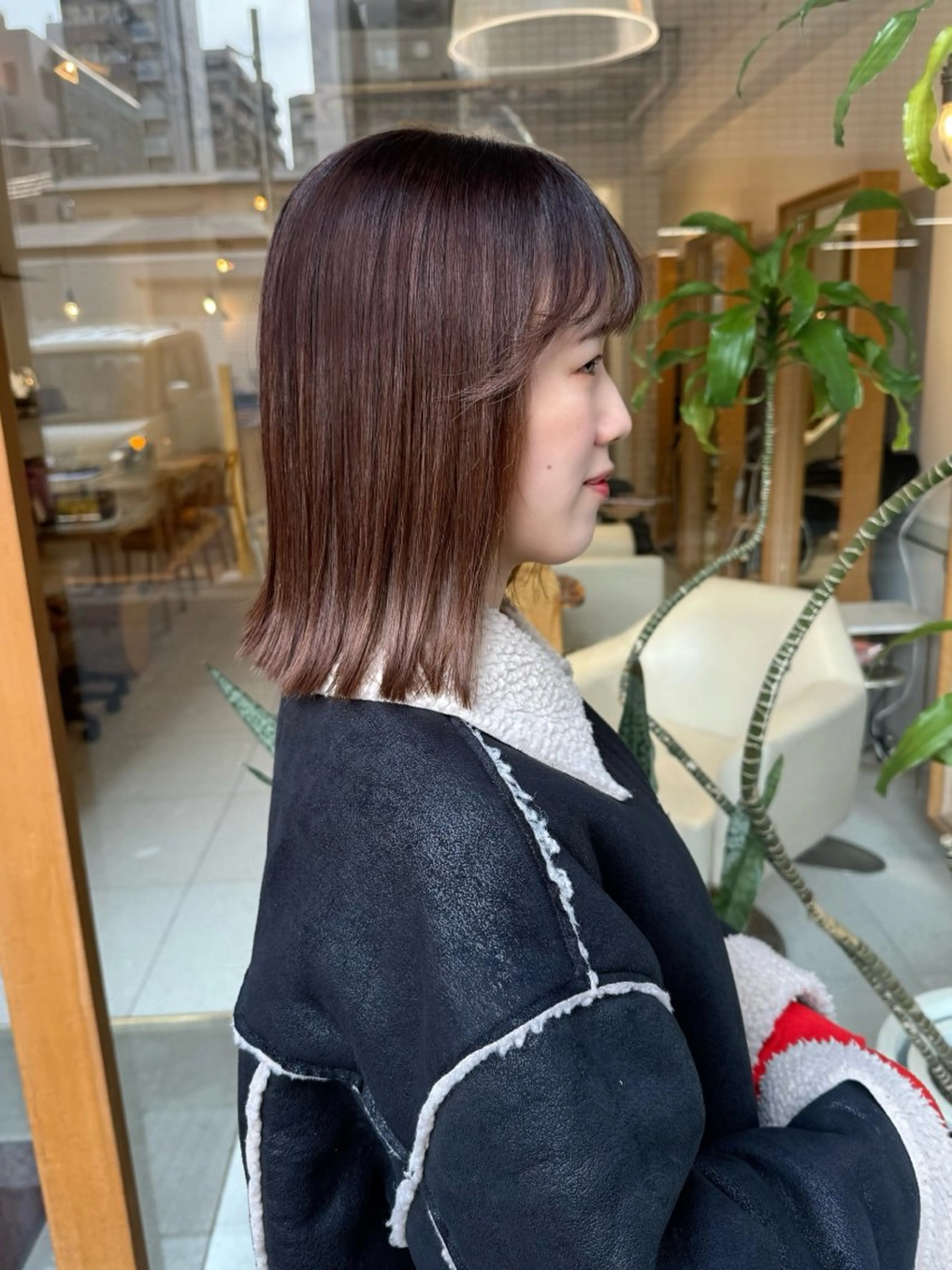 ミディアム カラー カット ヘアカラー トリートメント 安永 涼のヘアスタイル