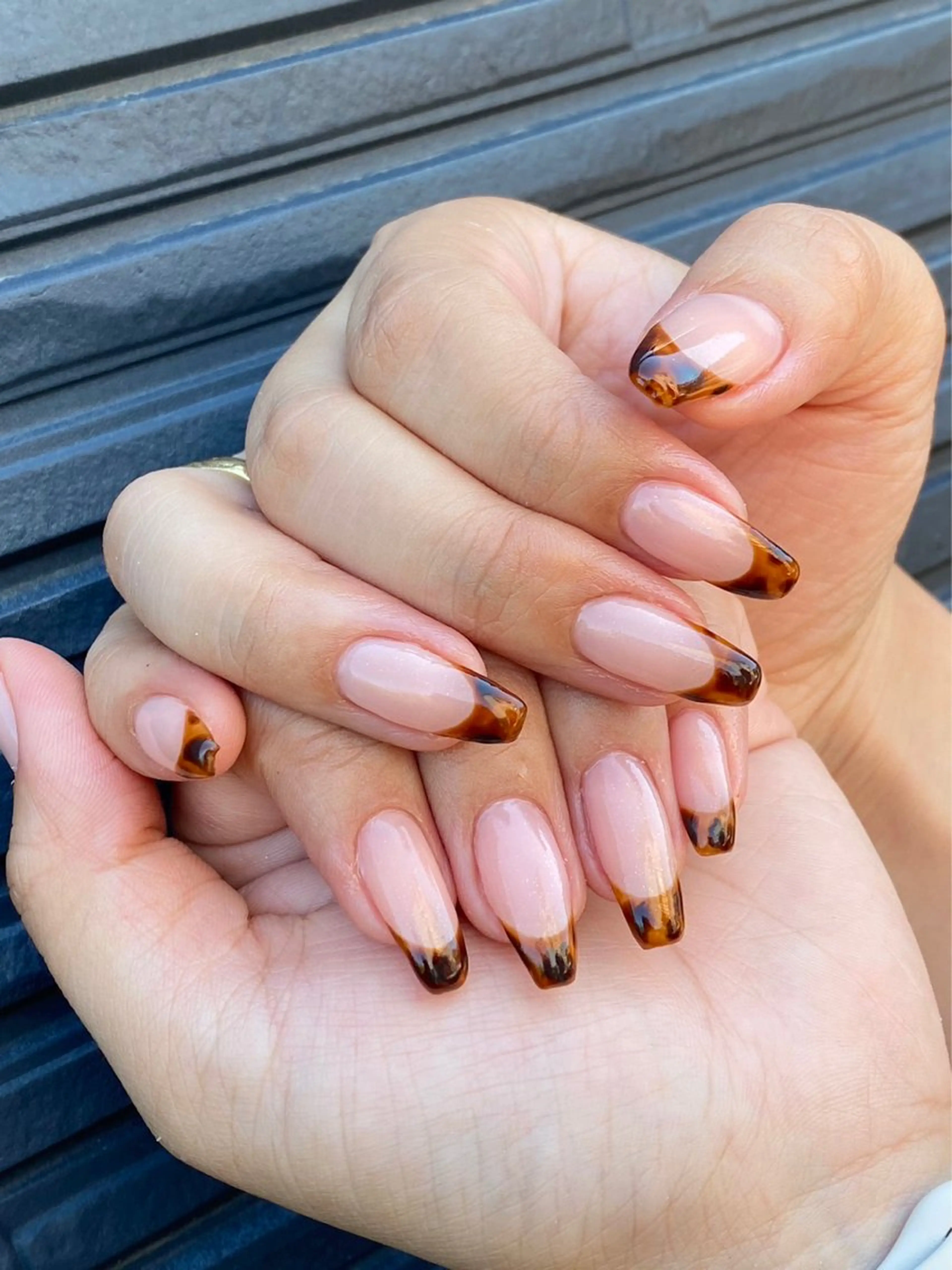 ネイル べっ甲ネイル フレンチネイル ハンドネイル MIKA ♡のネイルデザイン