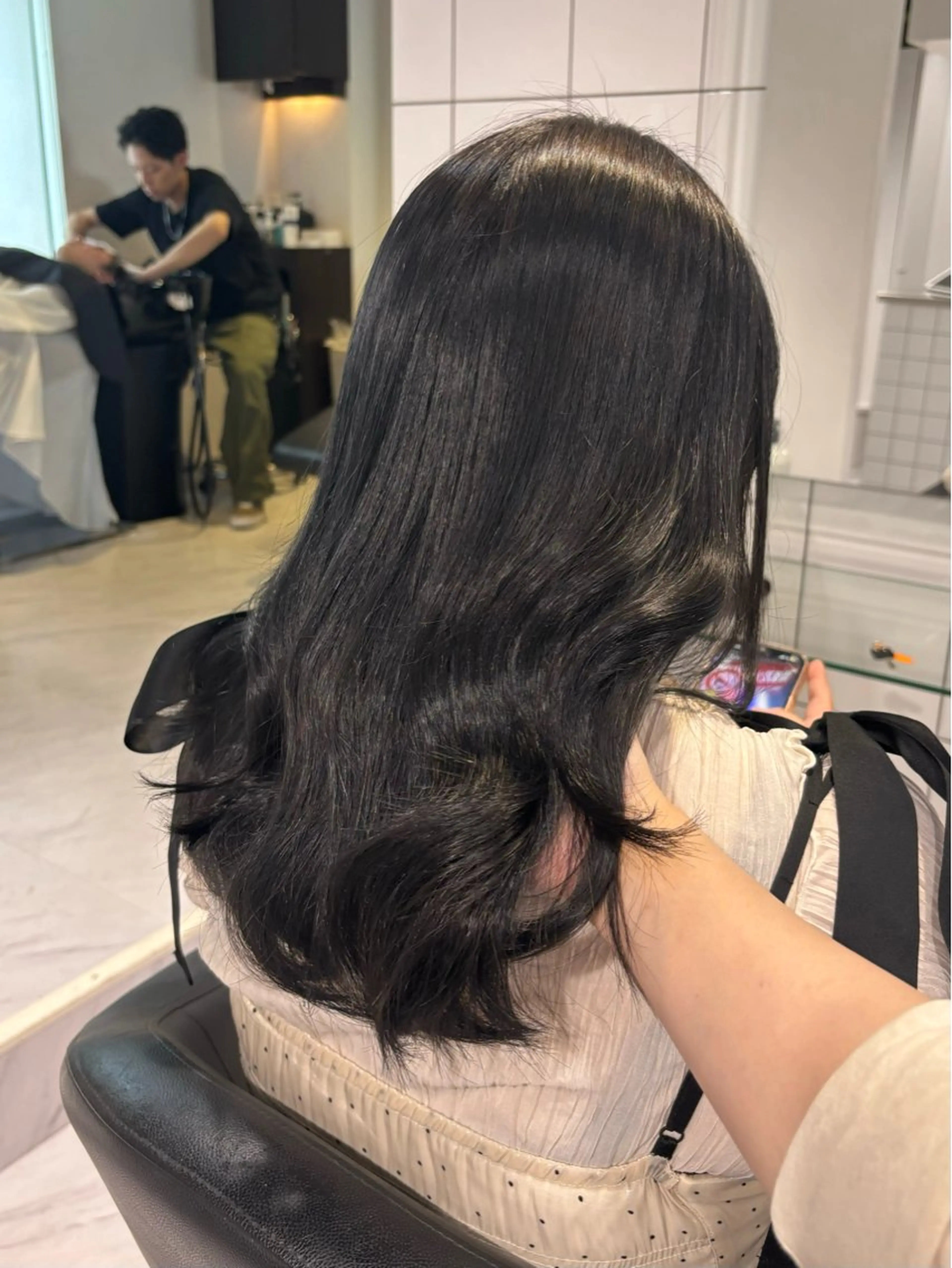 セミロング カラー ヘアカラー トリートメント ヘッドスパ ヘアセット 表参道♡暗髪^ྀི 艶カラー♡アユミのヘアスタイル