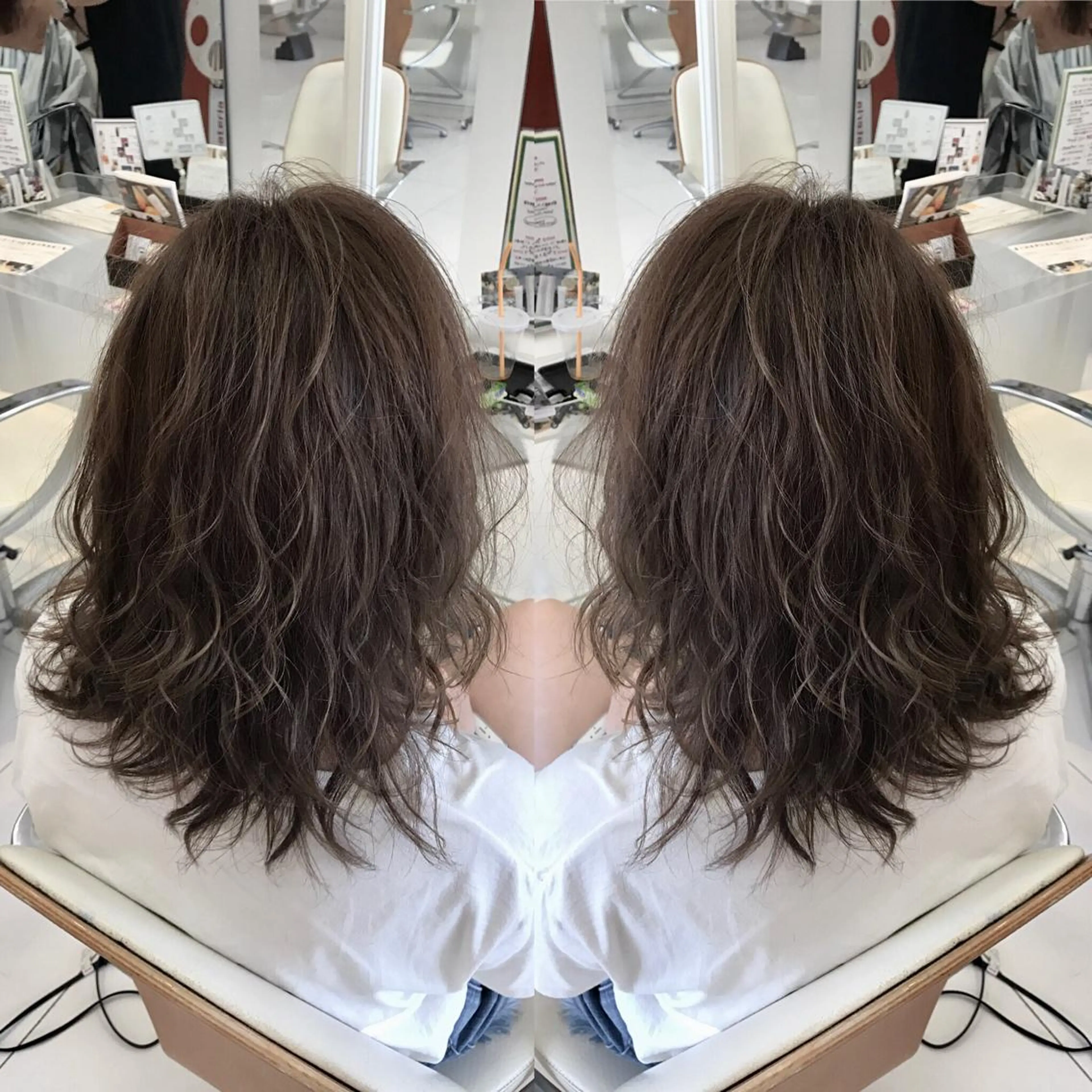 ミディアム カラー パーマ グレージュ D.log 大和西大寺店所属・川崎 雅大のヘアスタイル