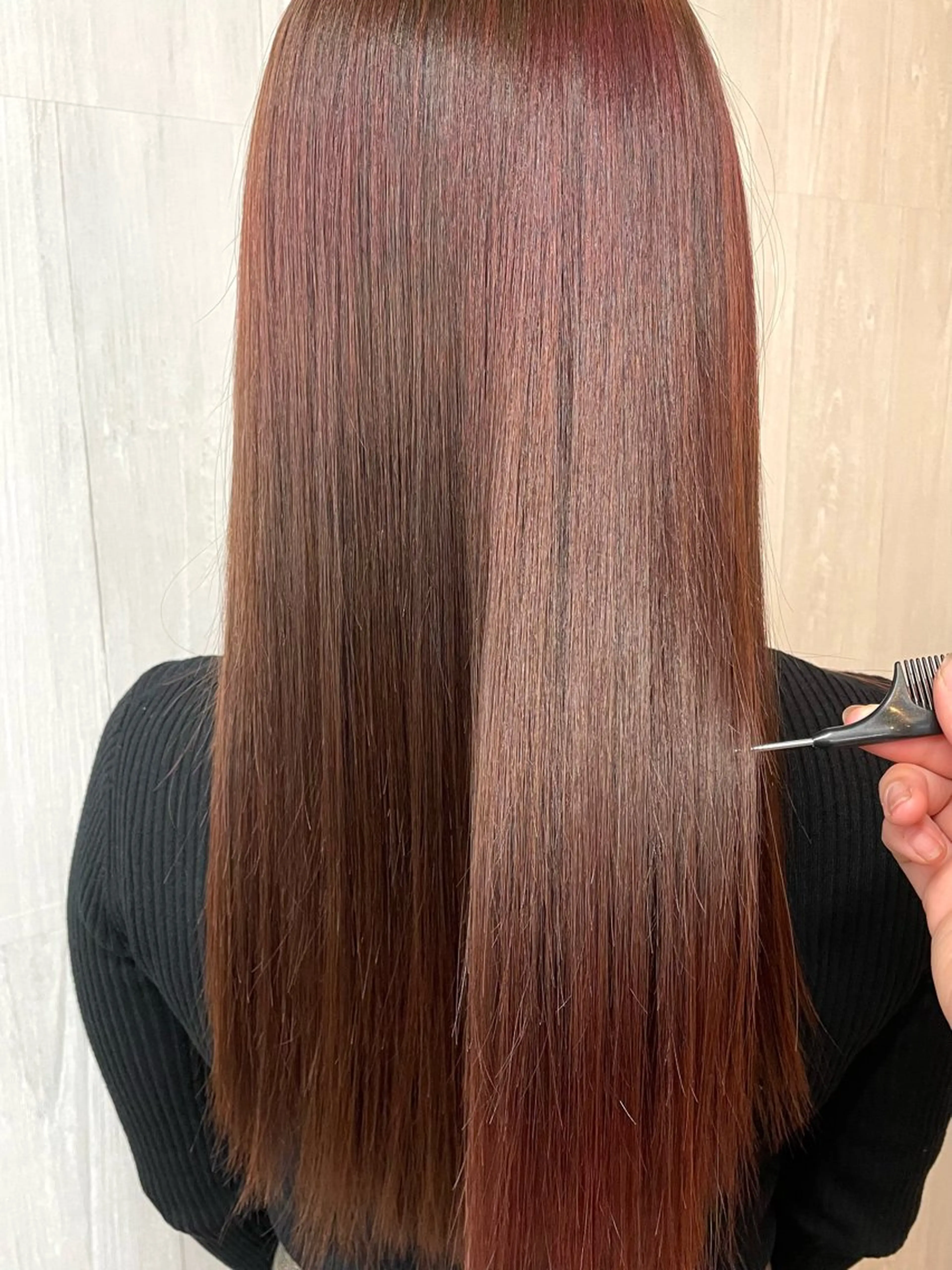 ロング カラー レッドカラー 髪質改善 トリートメント トリートメント GLOSS 心斎橋 山上のヘアスタイル