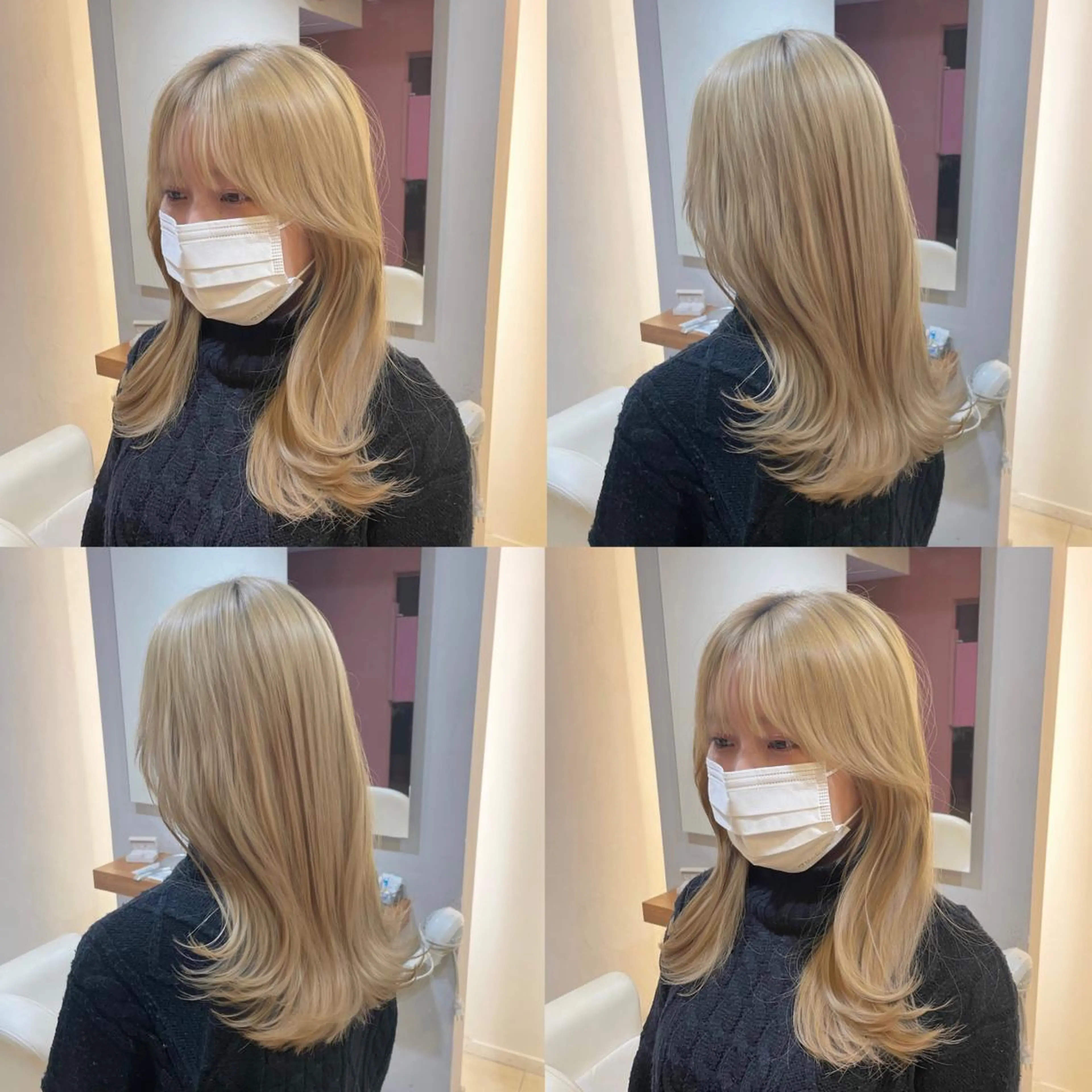 ミディアム くびれヘア 顔周りカット 韓国風ヘア ヘアカラー HARUKI MINATO Japan SENDAI所属・🌈【透明感・韓国 ヘア】がっきー🌈のヘアスタイル