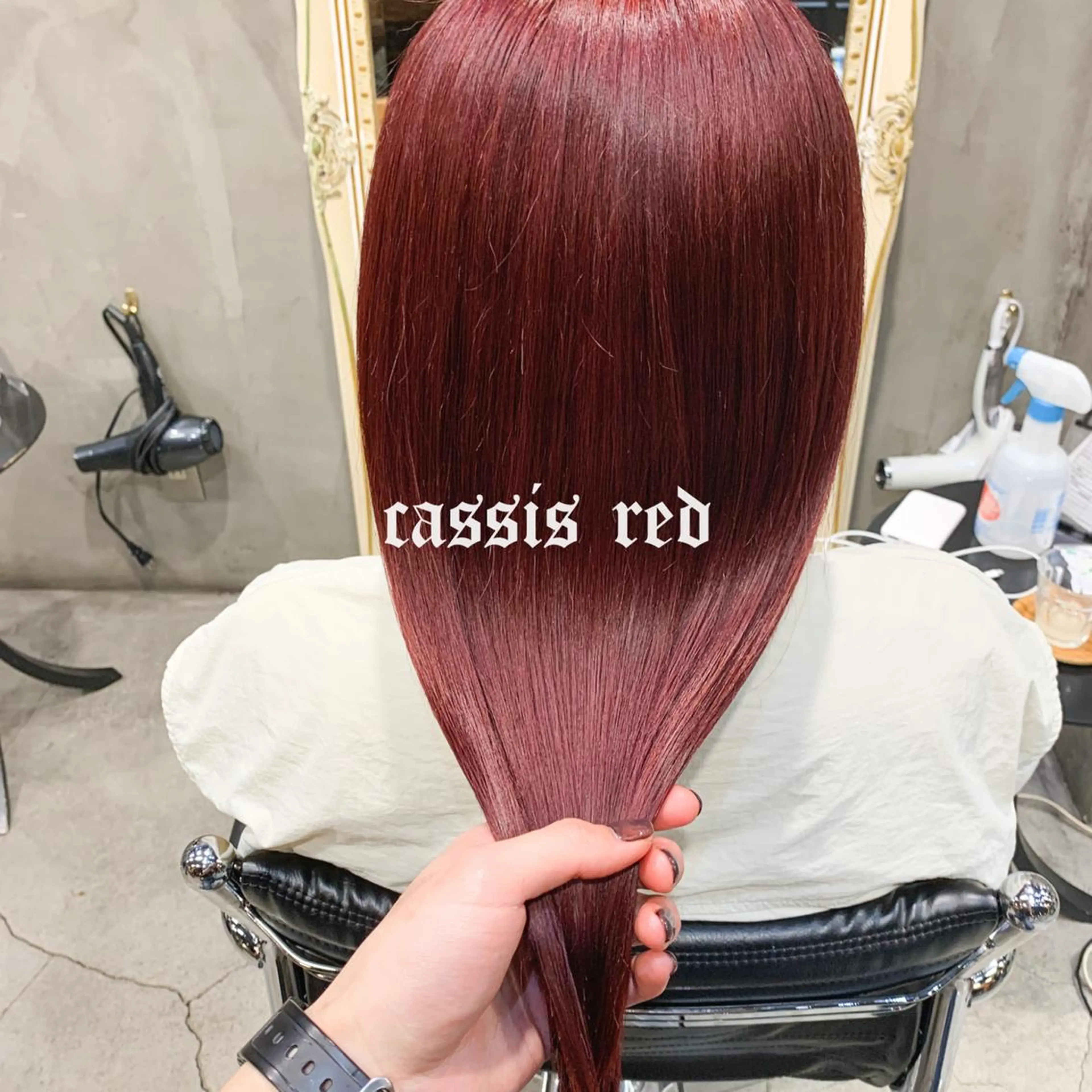 ロング カラー カシス レッドカラー メンズパーマ特化 Gakutoのヘアスタイル