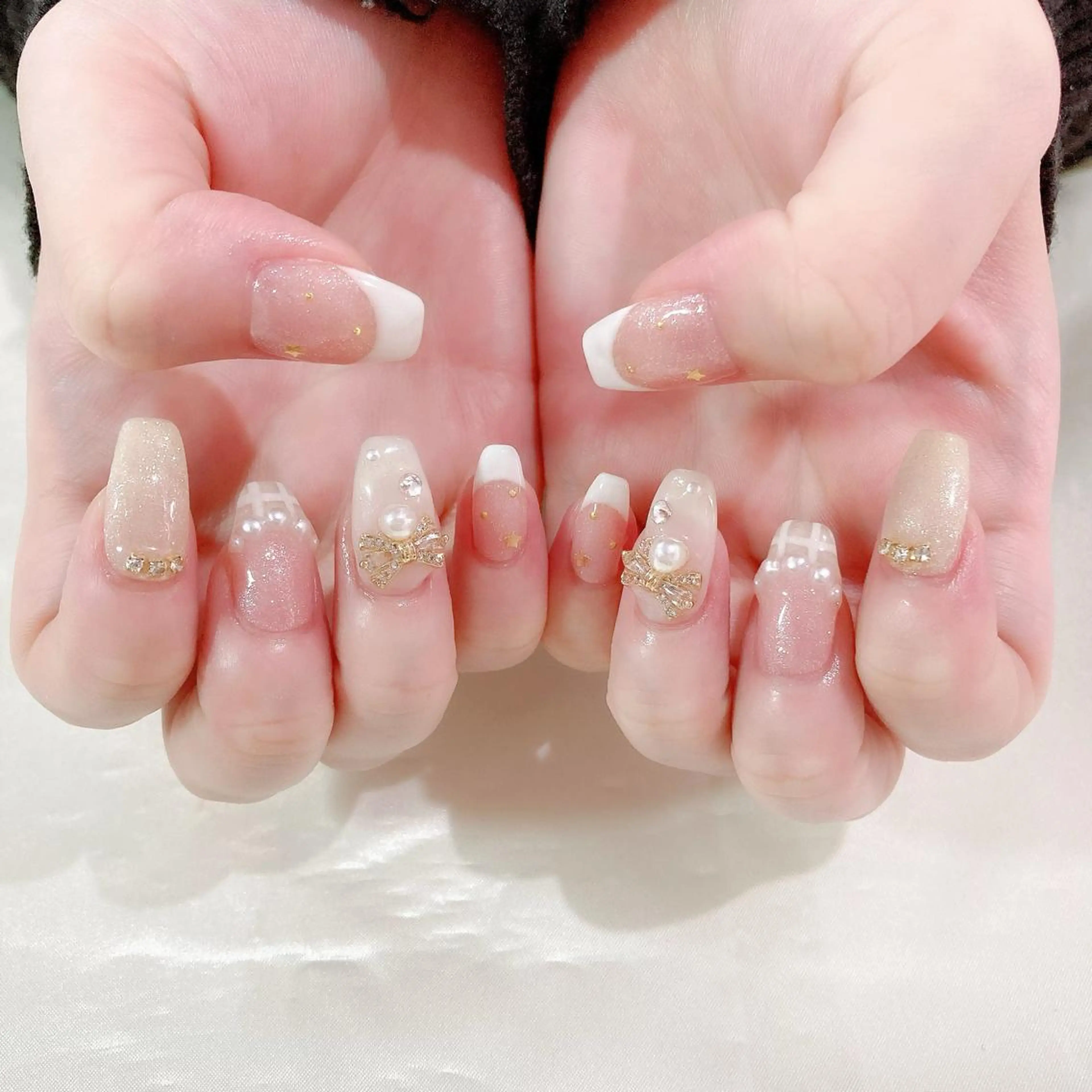 ネイル 入学式 ジェルネイル 卒業式 キラキラネイル 持ち込み ハンドネイル Nail Kのネイルデザイン
