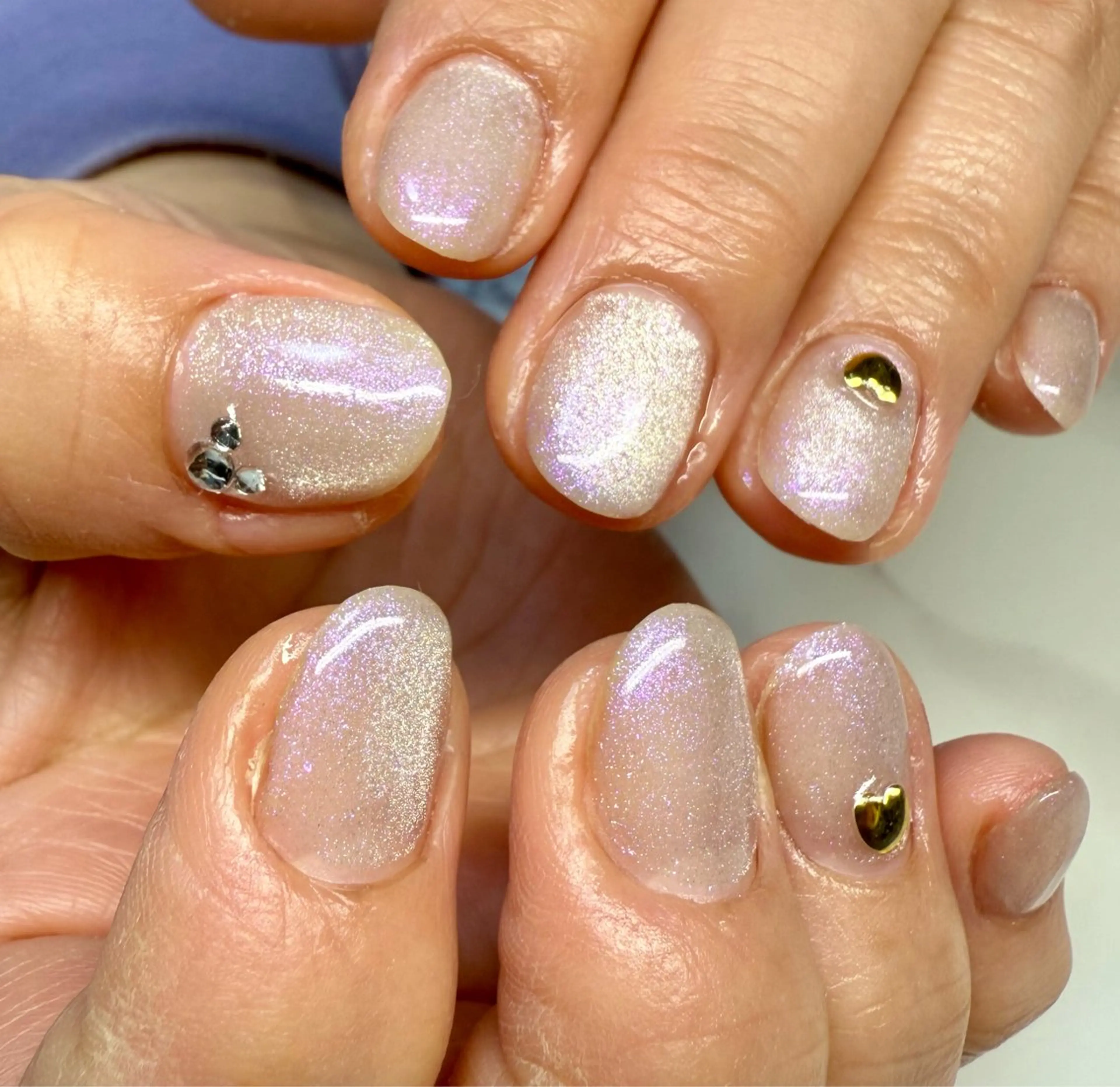 ネイル アートネイル チークネイル フレンチネイル キラキラネイル ラメ(グリッター) M.N_ nailのネイルデザイン