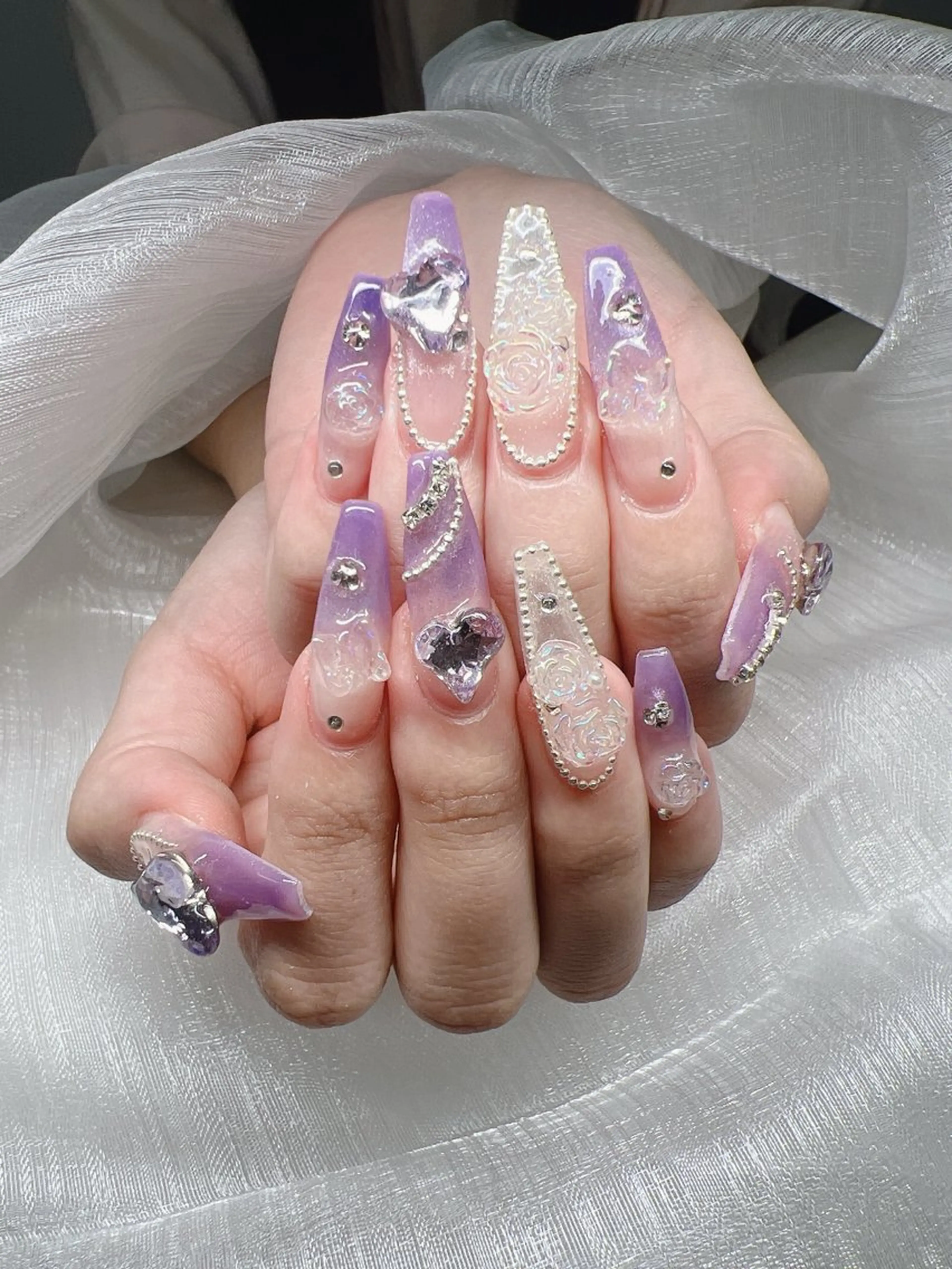 ネイル 長さ出し グラデーション キラキラネイル マグネットネイル ニュアンスネイル ハンドネイル Lee Nails チップ長さだし専門店のネイルデザイン