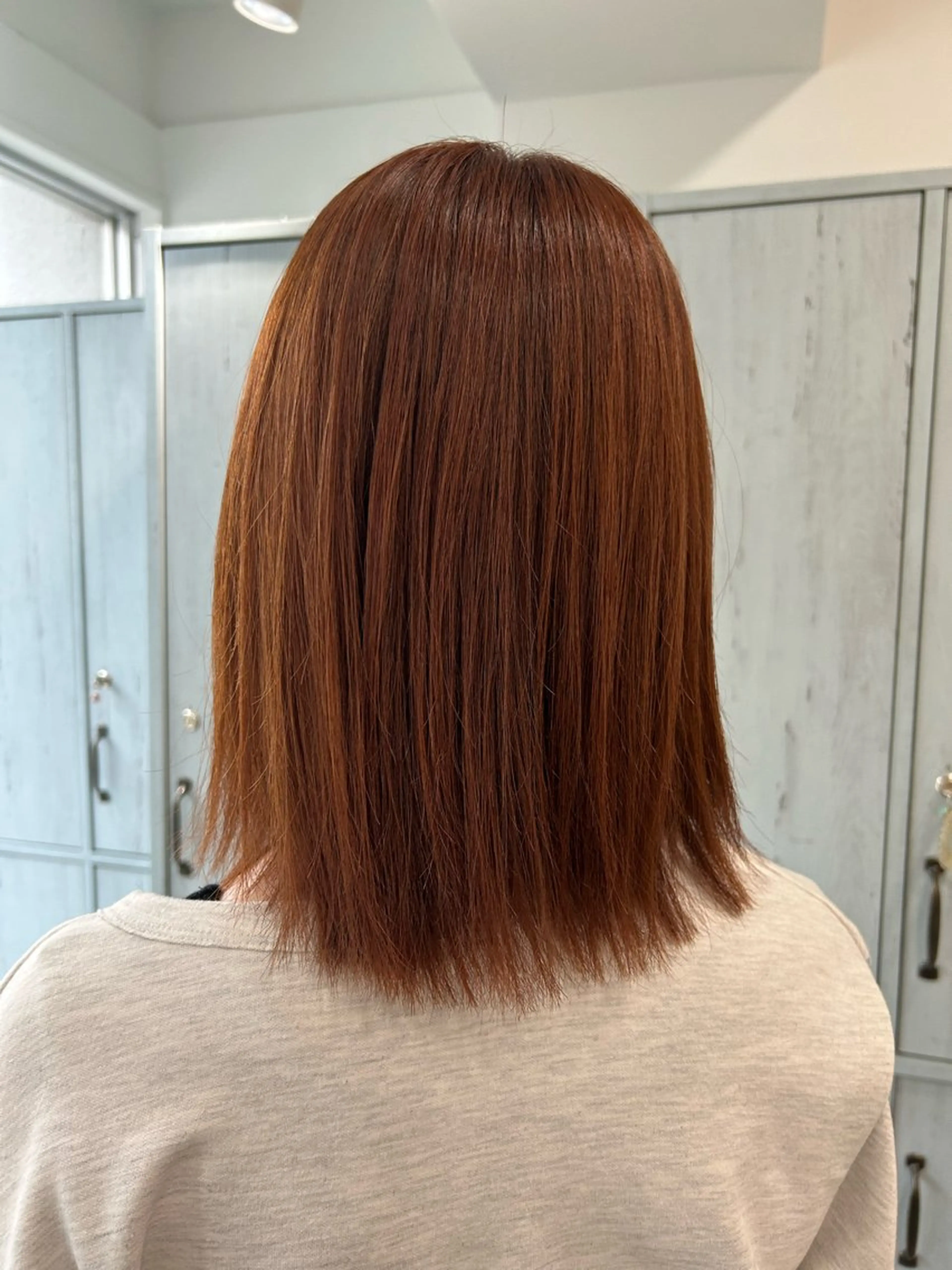 ミディアム カラー ブリーチ ブラウンカラー オレンジ オレンジブラウン ブラウンカラー tomokaのヘアスタイル